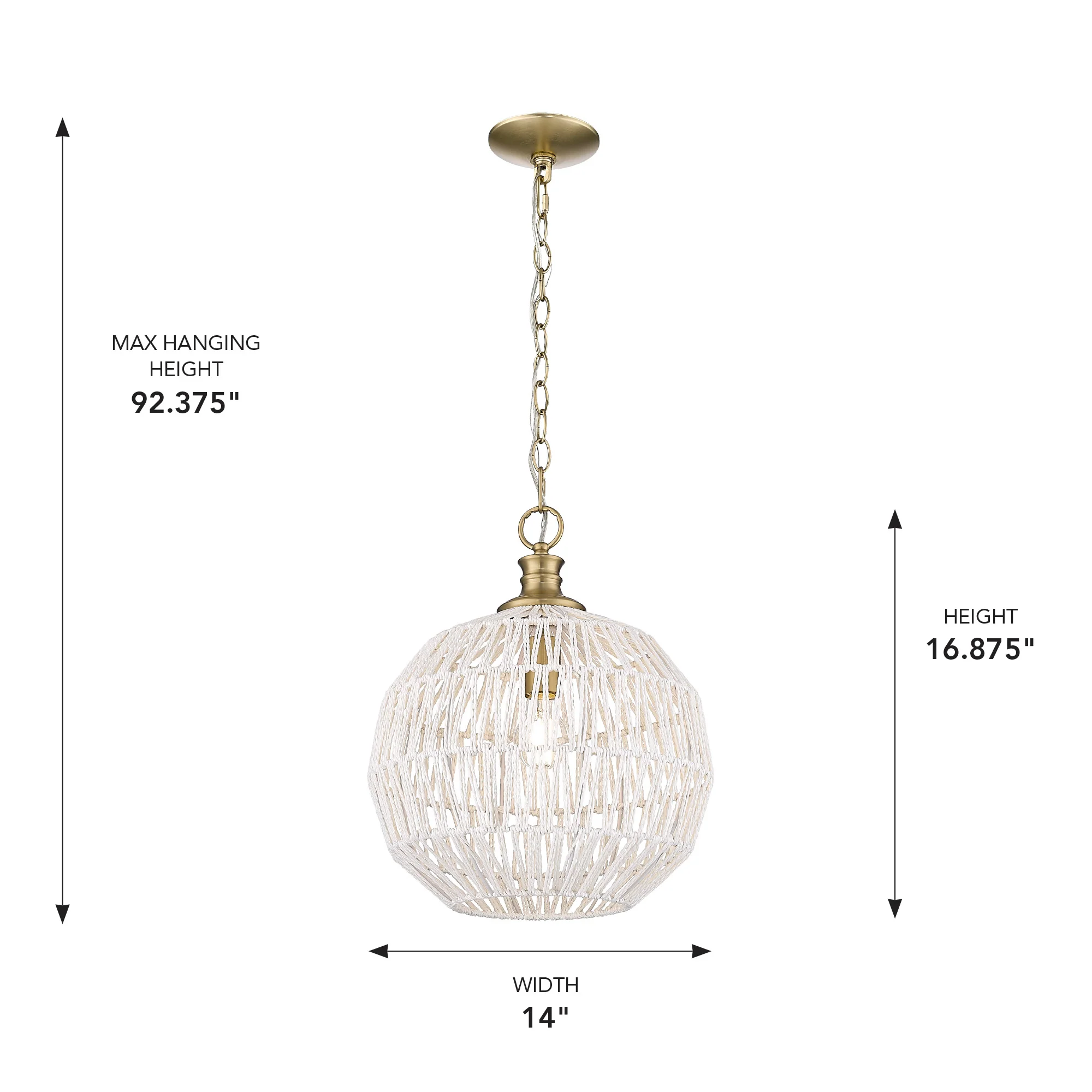 Florence 1-light Pendant in Brushed Champagne Brass and White Raphia Shade - Image 6