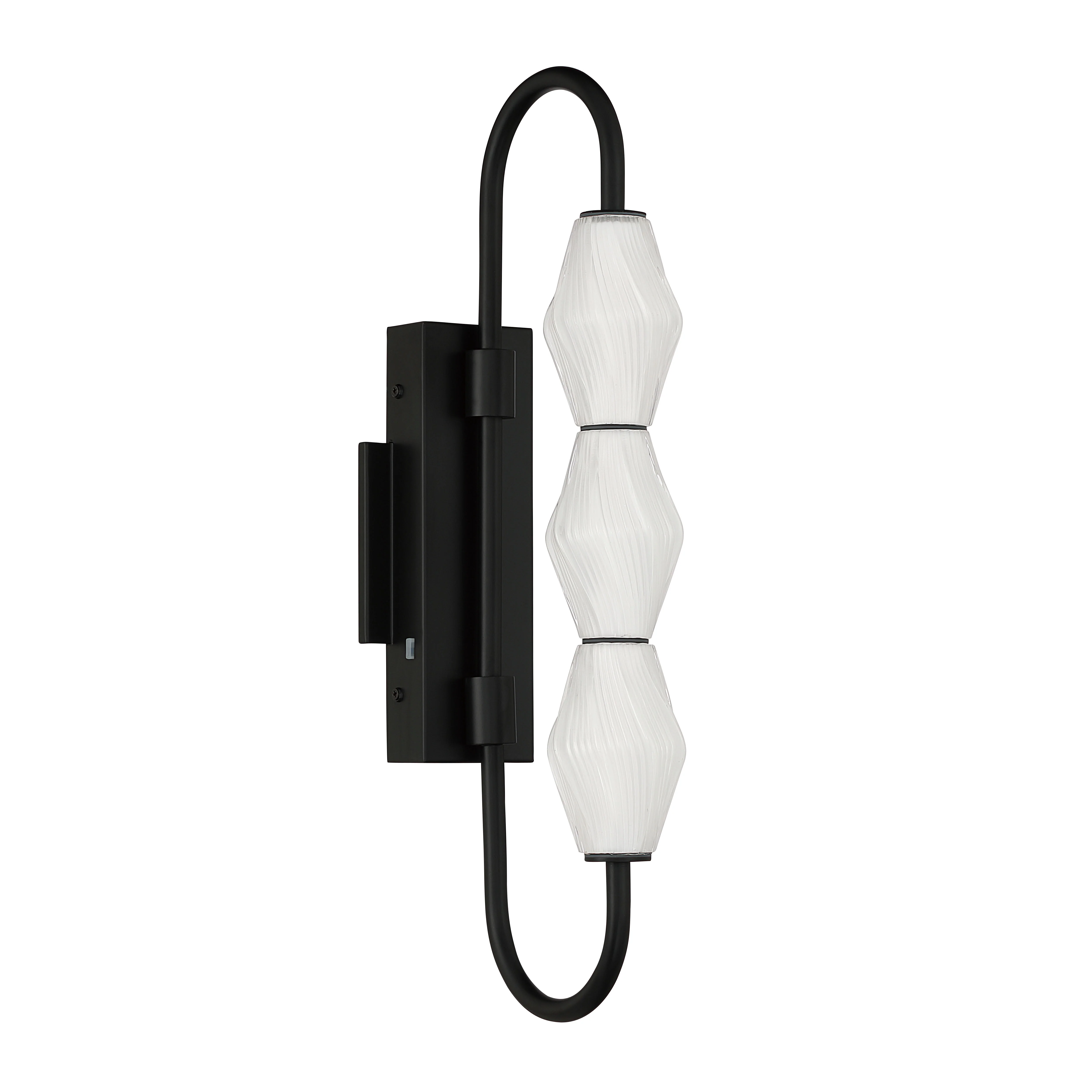 Geode Integrated LED 21.5in Outdoor Wall in Matte Black with Fluted Striped Glass - Image 2