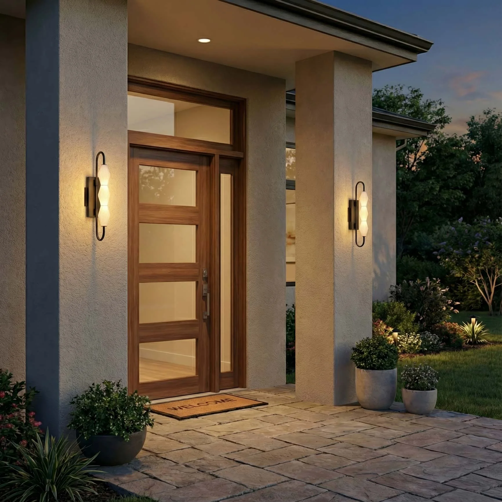 Geode Integrated LED 21.5in Outdoor Wall in Matte Black with Fluted Striped Glass - Image 6