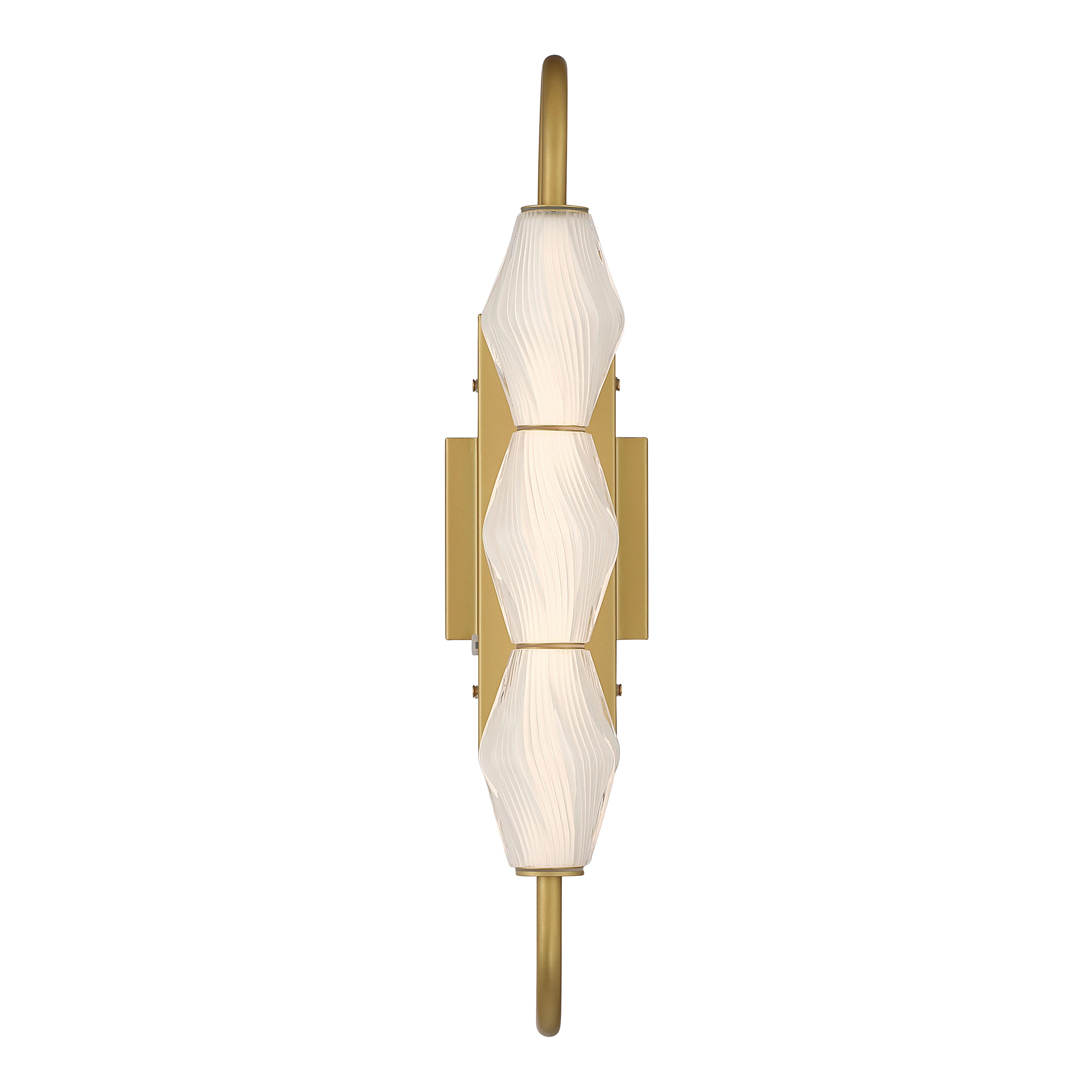 Geode Integrated LED 21.5in Outdoor Wall in Satin Brushed Gold with Fluted Striped Glass - Image 3