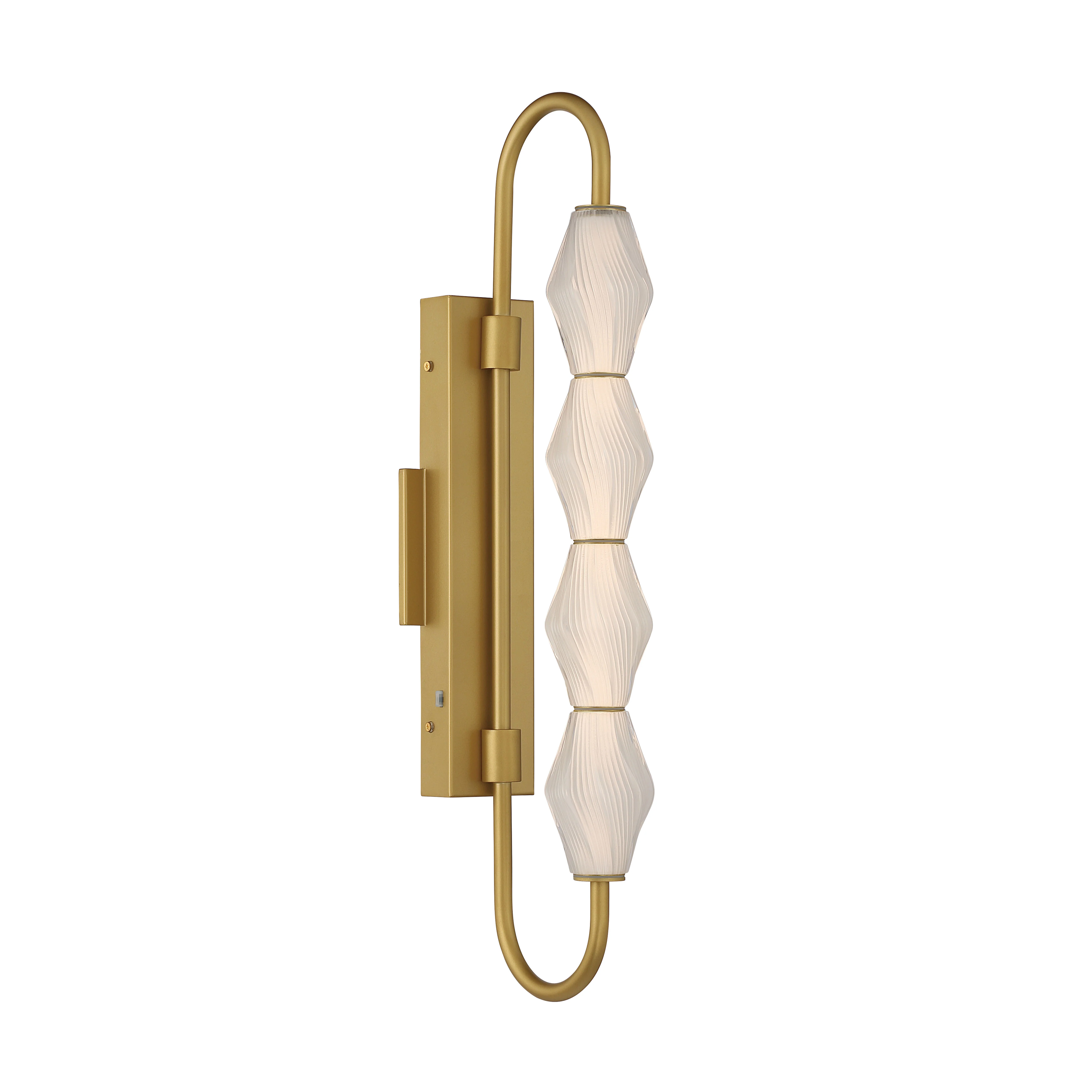 Geode Integrated LED 27in Outdoor Wall in Satin Brushed Gold with Fluted Striped Glass
