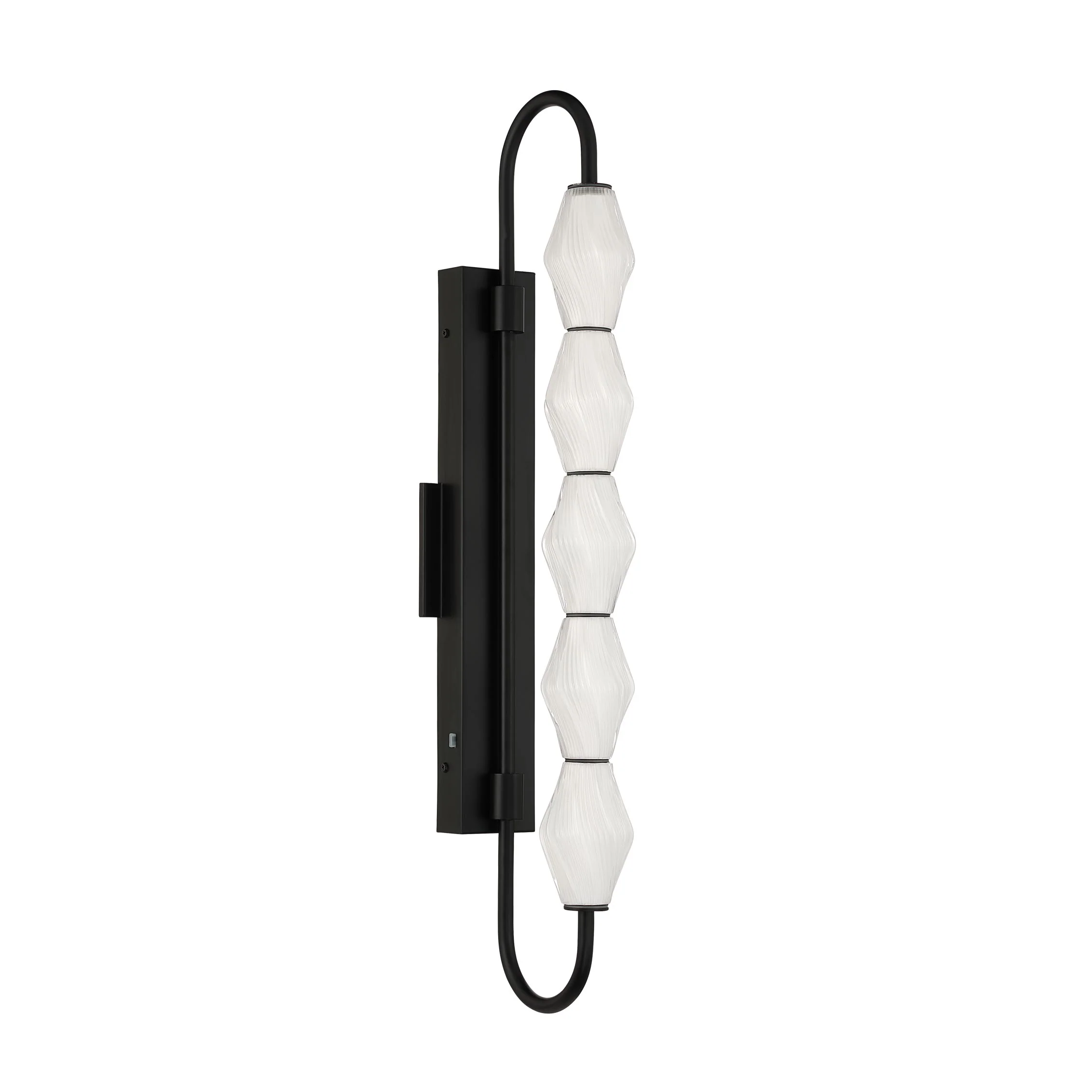 Geode Integrated LED 32in Outdoor Wall in Matte Black with Fluted Striped Glass - Image 2