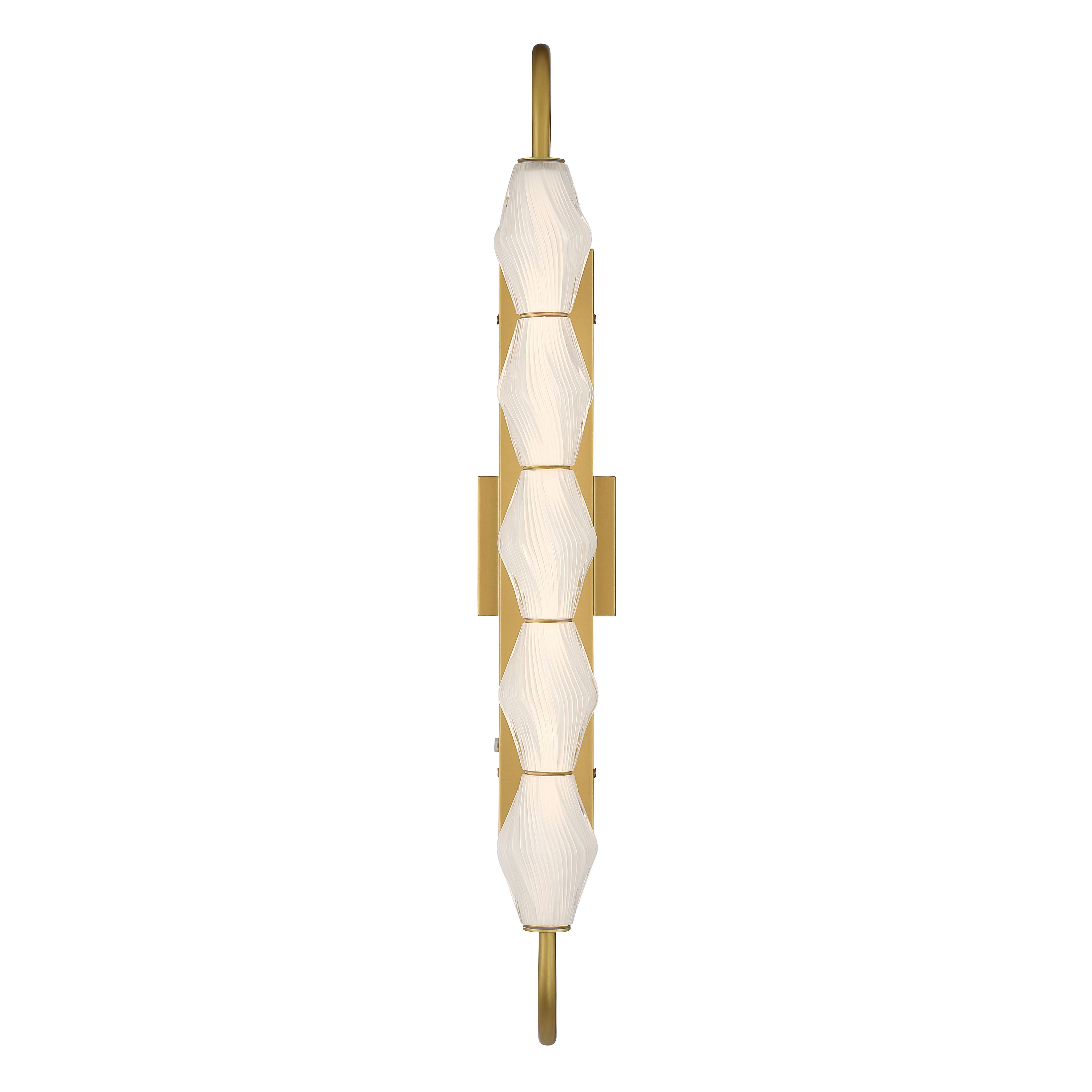 Geode Integrated LED 32in Outdoor Wall in Satin Brushed Gold with Fluted Striped Glass - Image 3