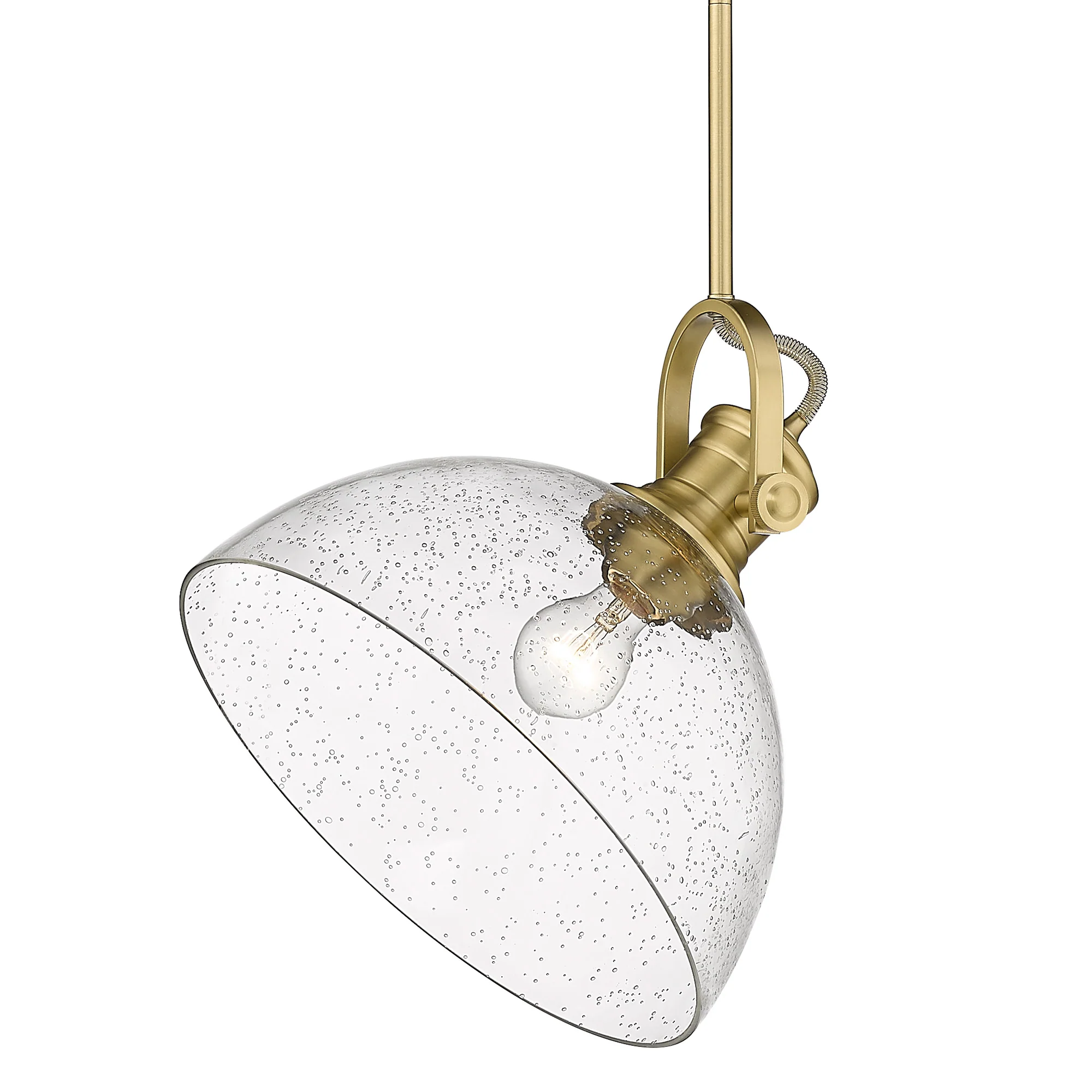 Hines 1-light 14in Pendant in Brushed Champagne Brass and Seeded Glass - Image 3