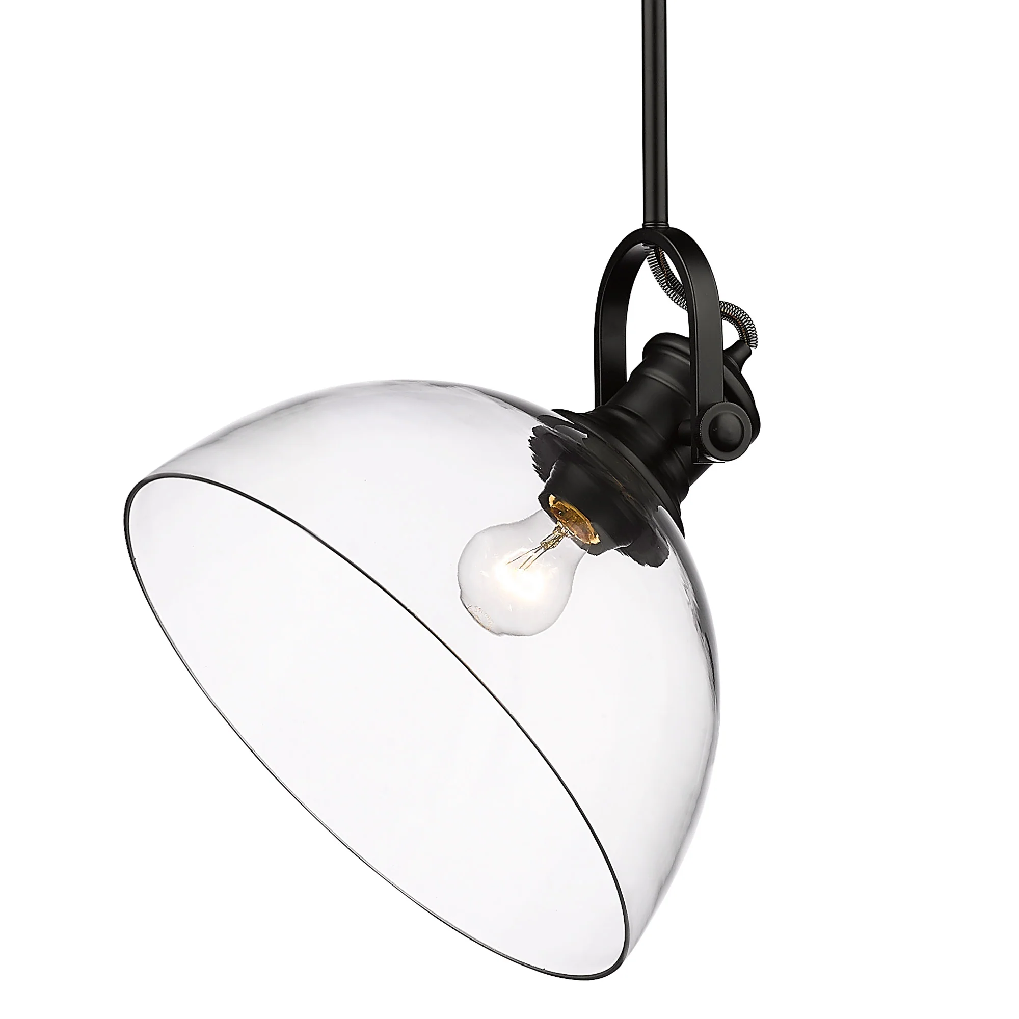 Hines 1-light 14in Pendant in Matte Black and Clear Glass - Image 2