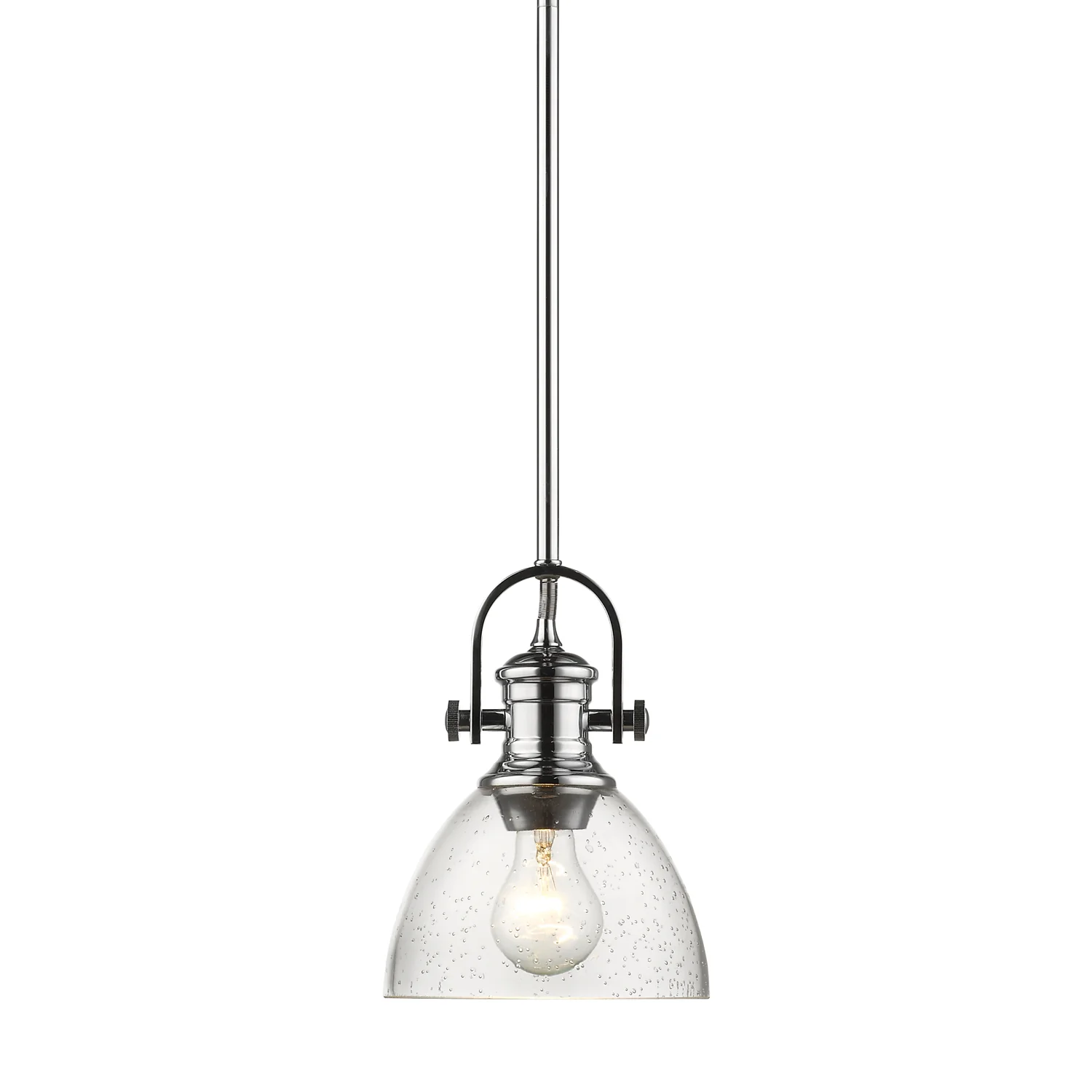 Hines 1-light 7in Pendant in Chrome and Seeded Glass - Image 2