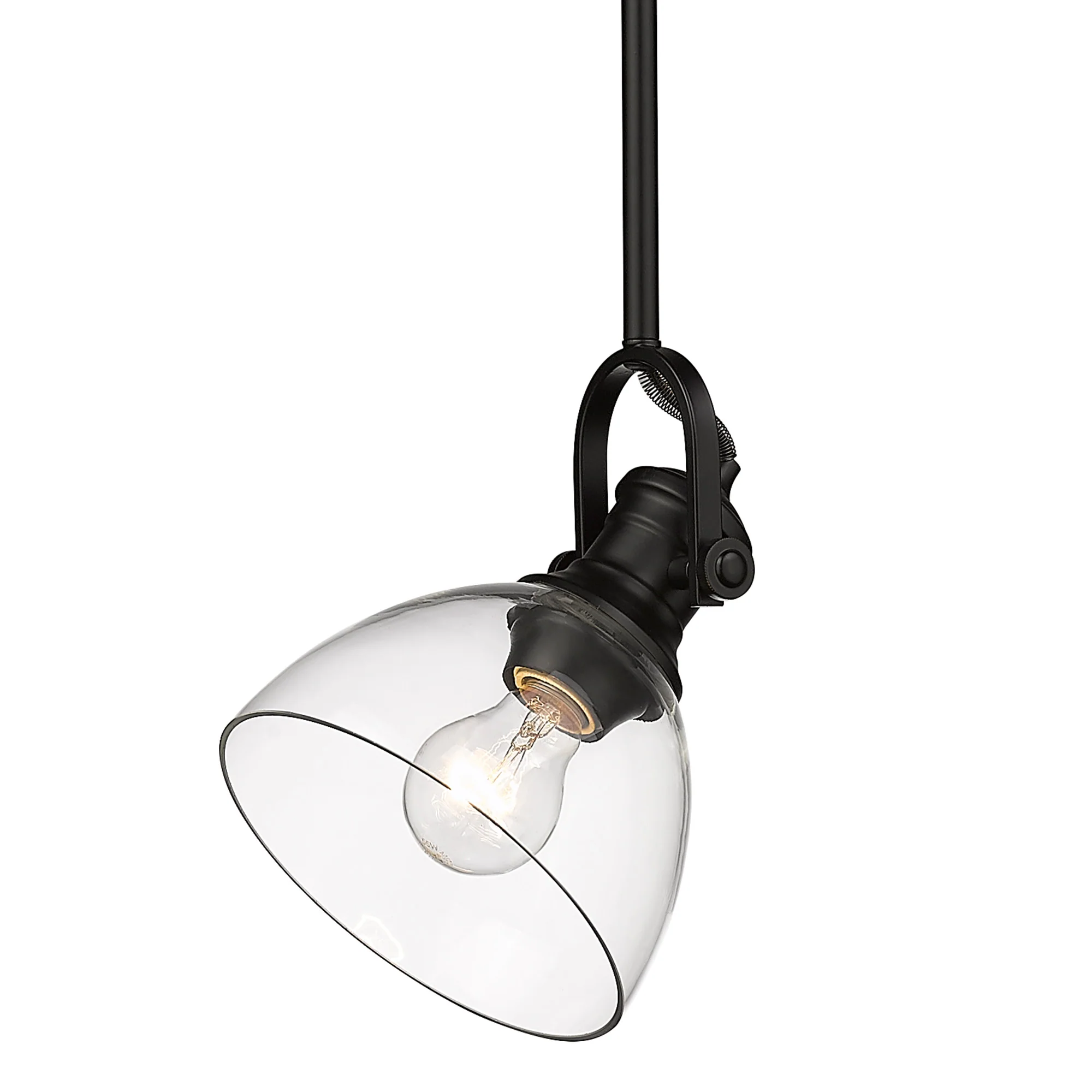 Hines 1-light 7in Pendant in Matte Black and Clear Glass - Image 2