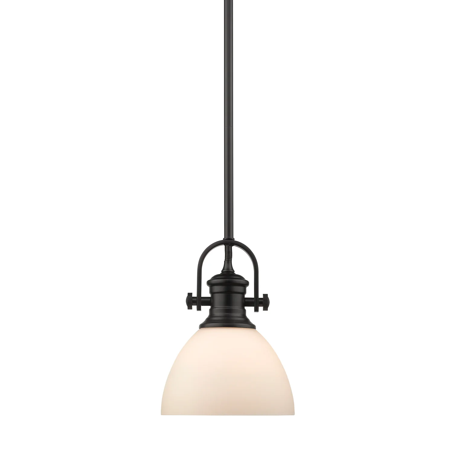 Hines 1-light 7in Pendant in Matte Black and Opal Glass - Image 2