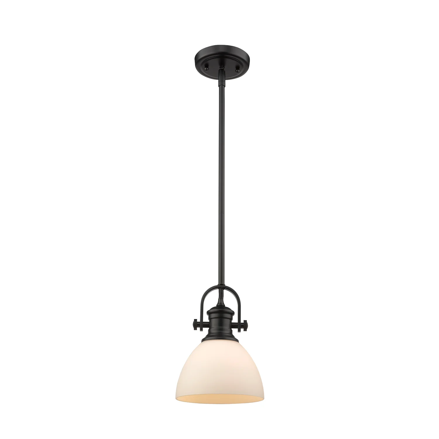 Hines 1-light 7in Pendant in Matte Black and Opal Glass - Image 3