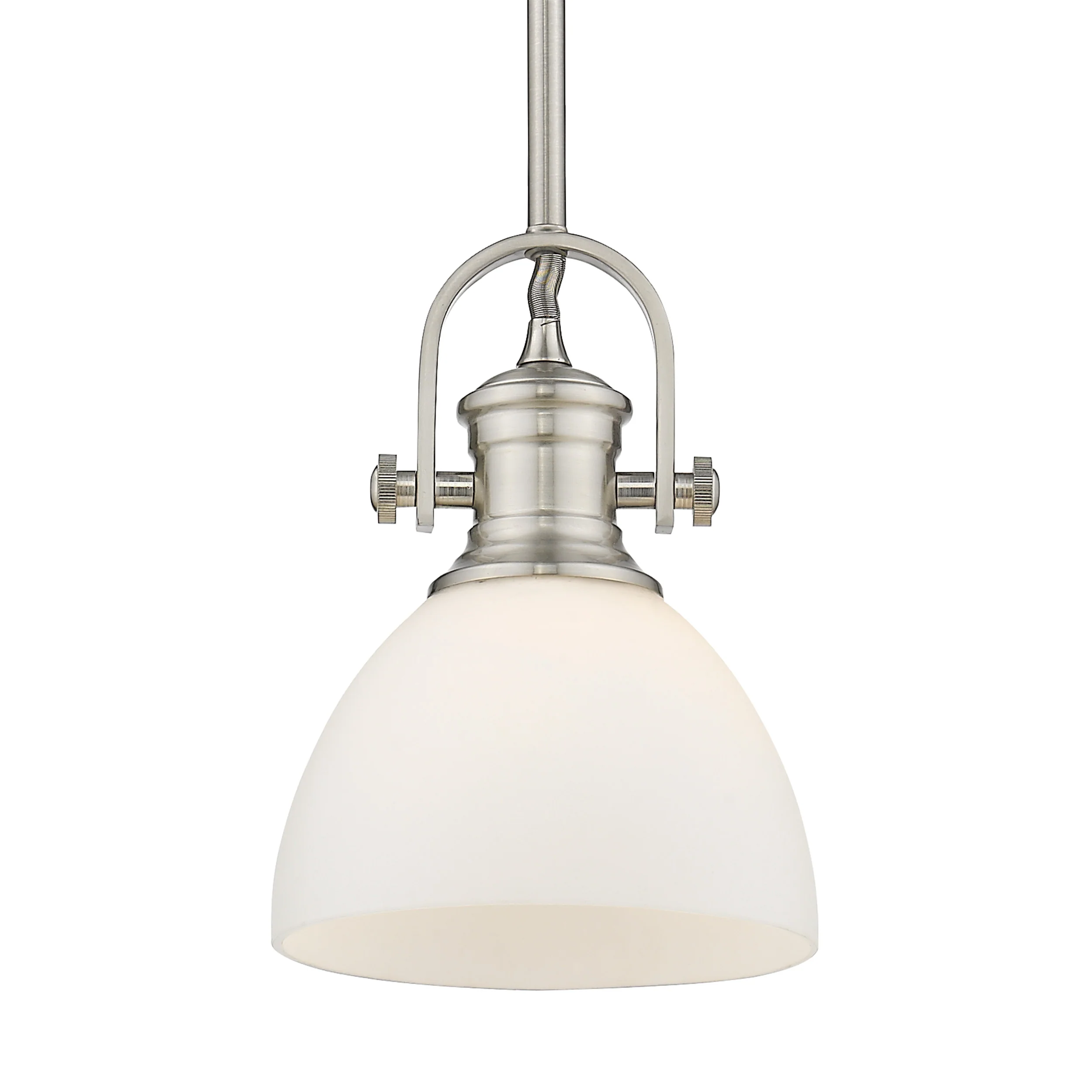 Hines 1-light 7in Pendant in Pewter and Opal Glass