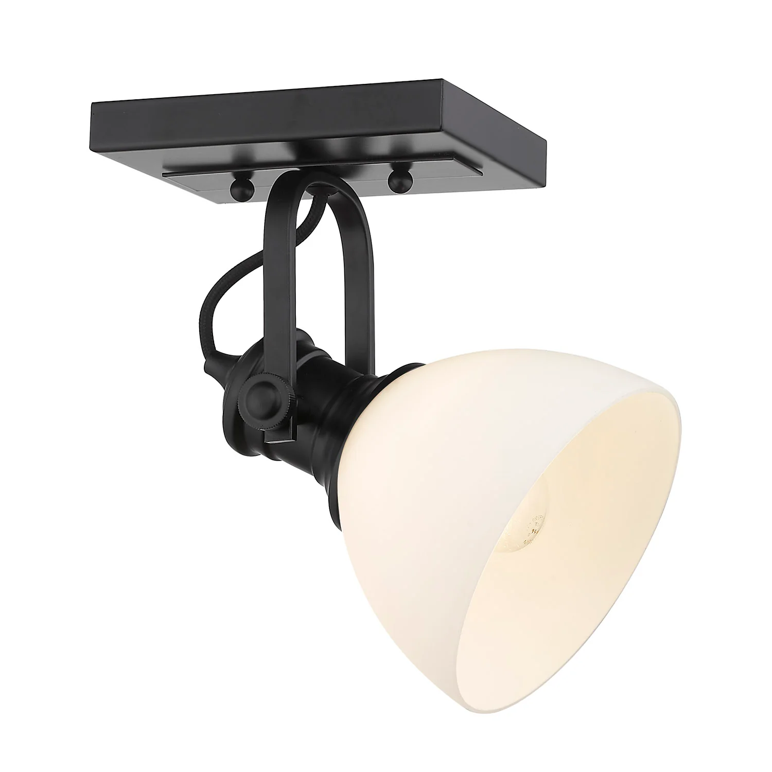 Hines 1-light Adjustable Semi-Flush Mount in Matte Black and Opal Glass