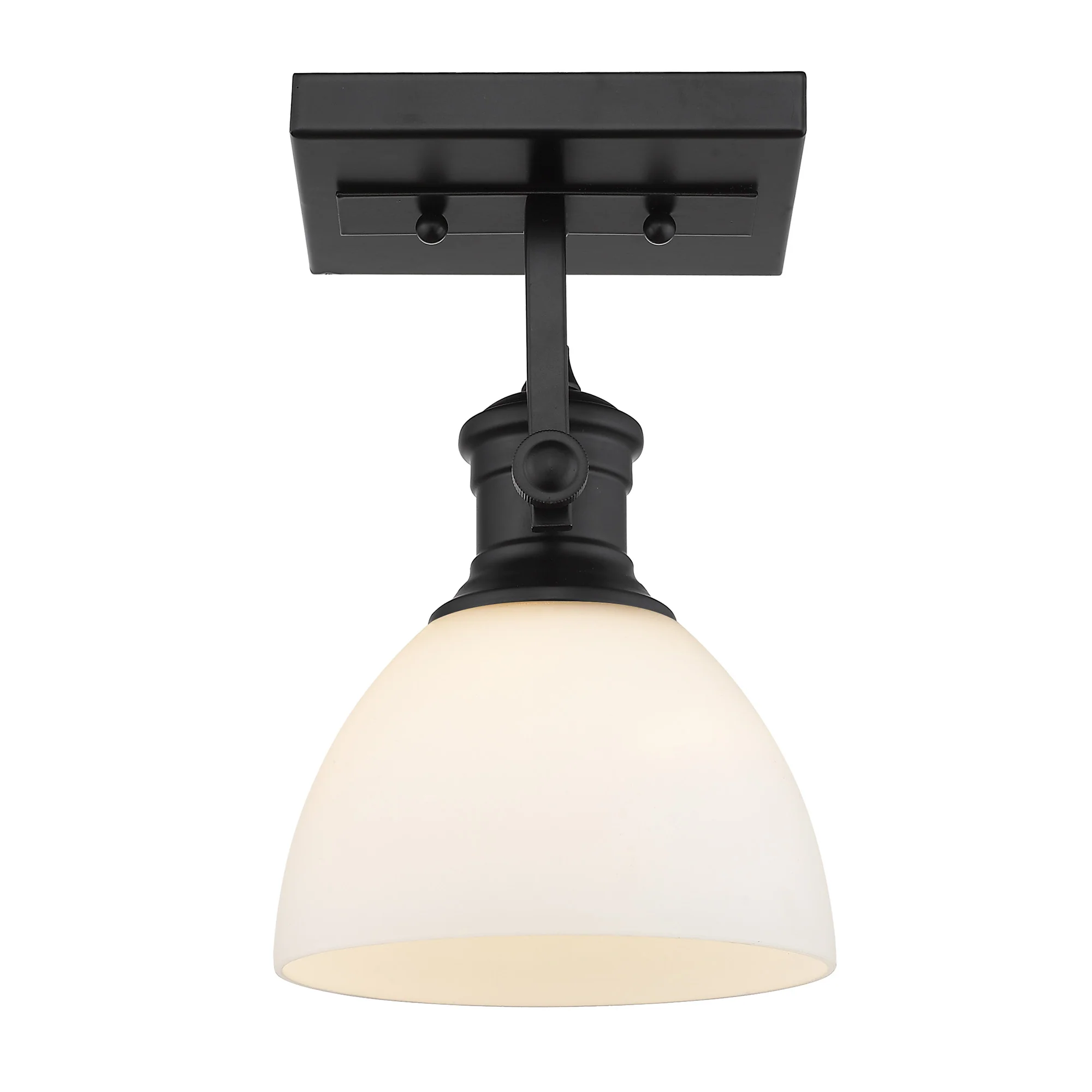 Hines 1-light Adjustable Semi-Flush Mount in Matte Black and Opal Glass - Image 3