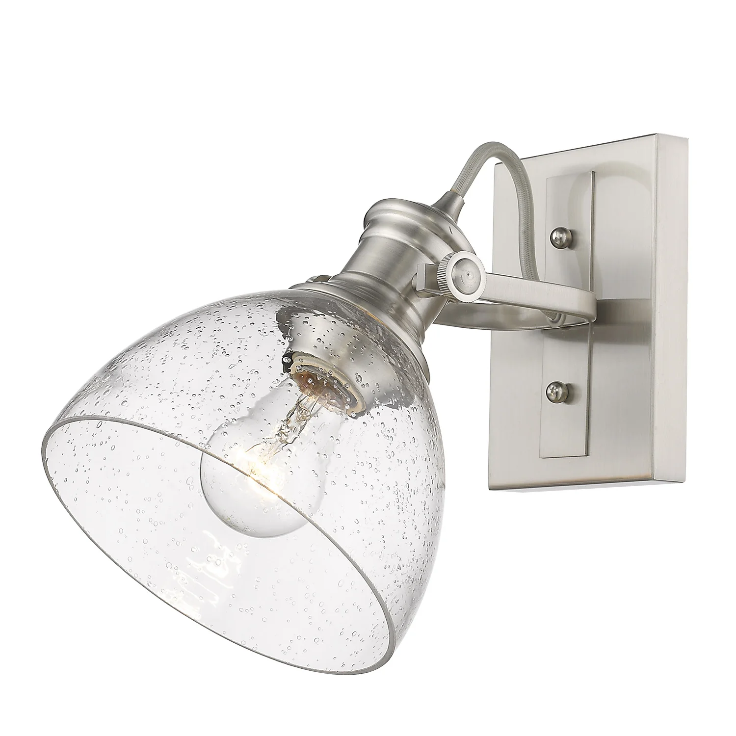 Hines 1-light Vanity in Pewter and Seeded Glass
