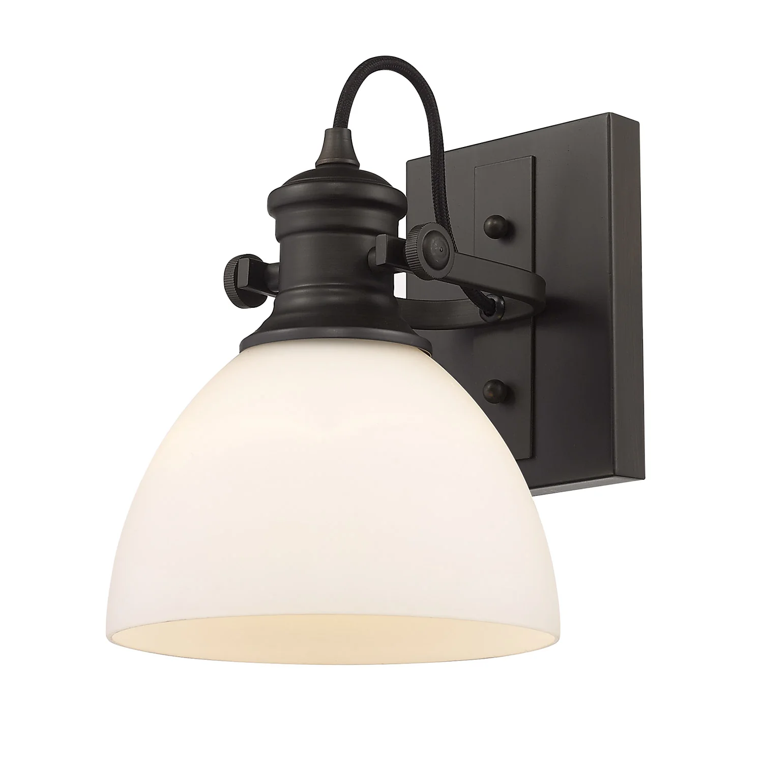 Hines 1-light Vanity in Rubbed Bronze and Opal Glass - Image 3