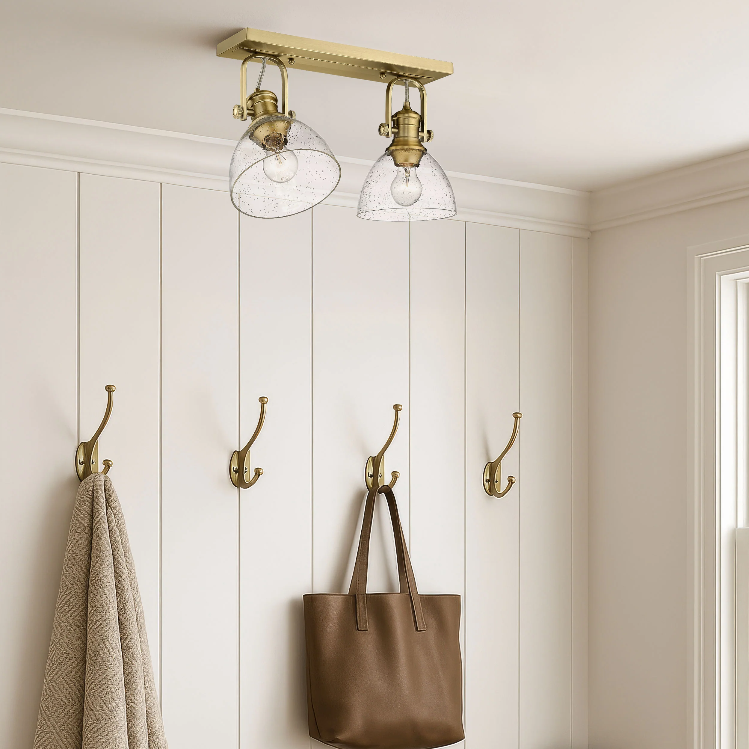 Hines 2-light Semi-Flush Mount in Brushed Champagne Brass - Image 4