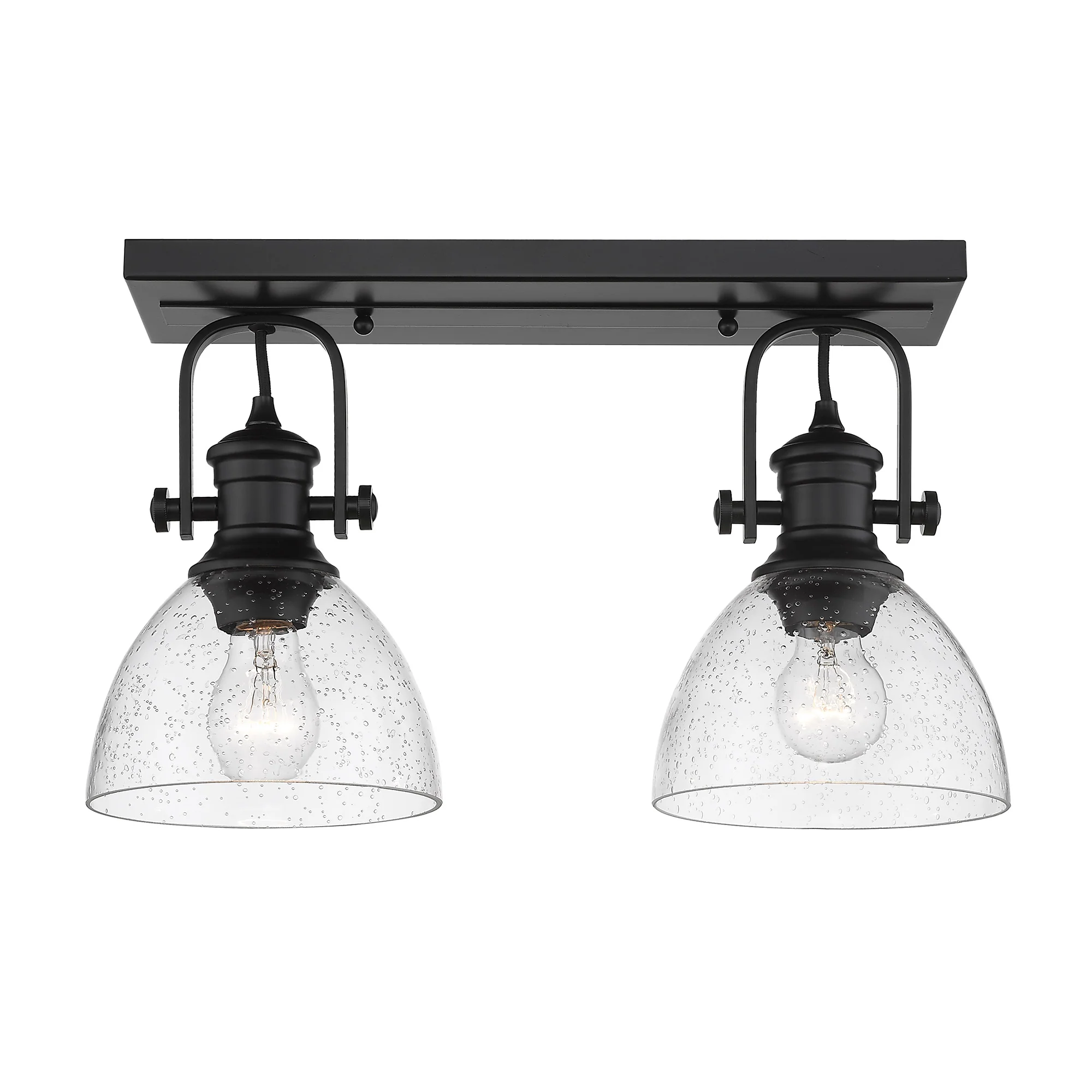 Hines 2-light Semi-Flush Mount in Matte Black and Seeded Glass - Image 2