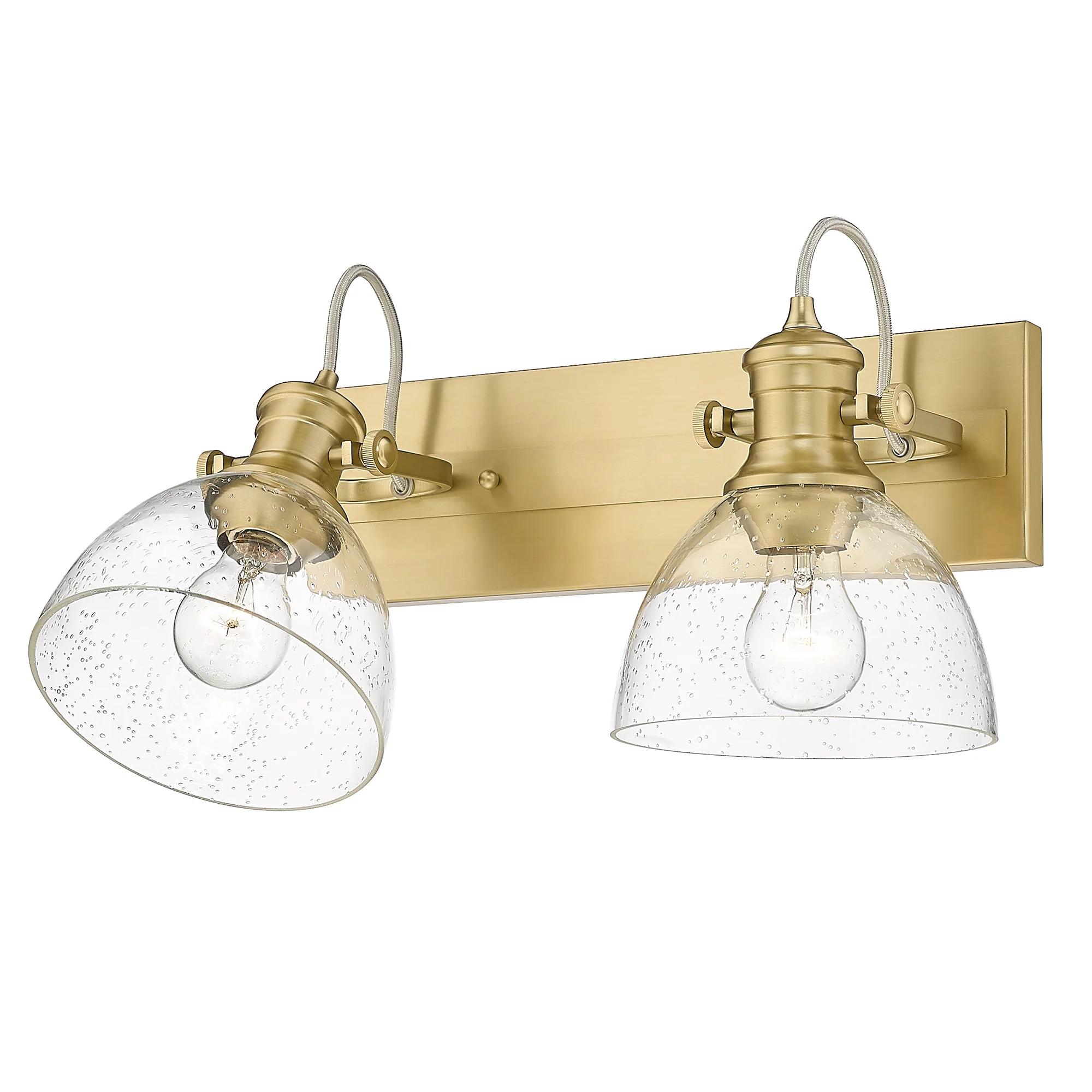 Hines 2-light Vanity in Brushed Champagne Brass and Seeded Glass