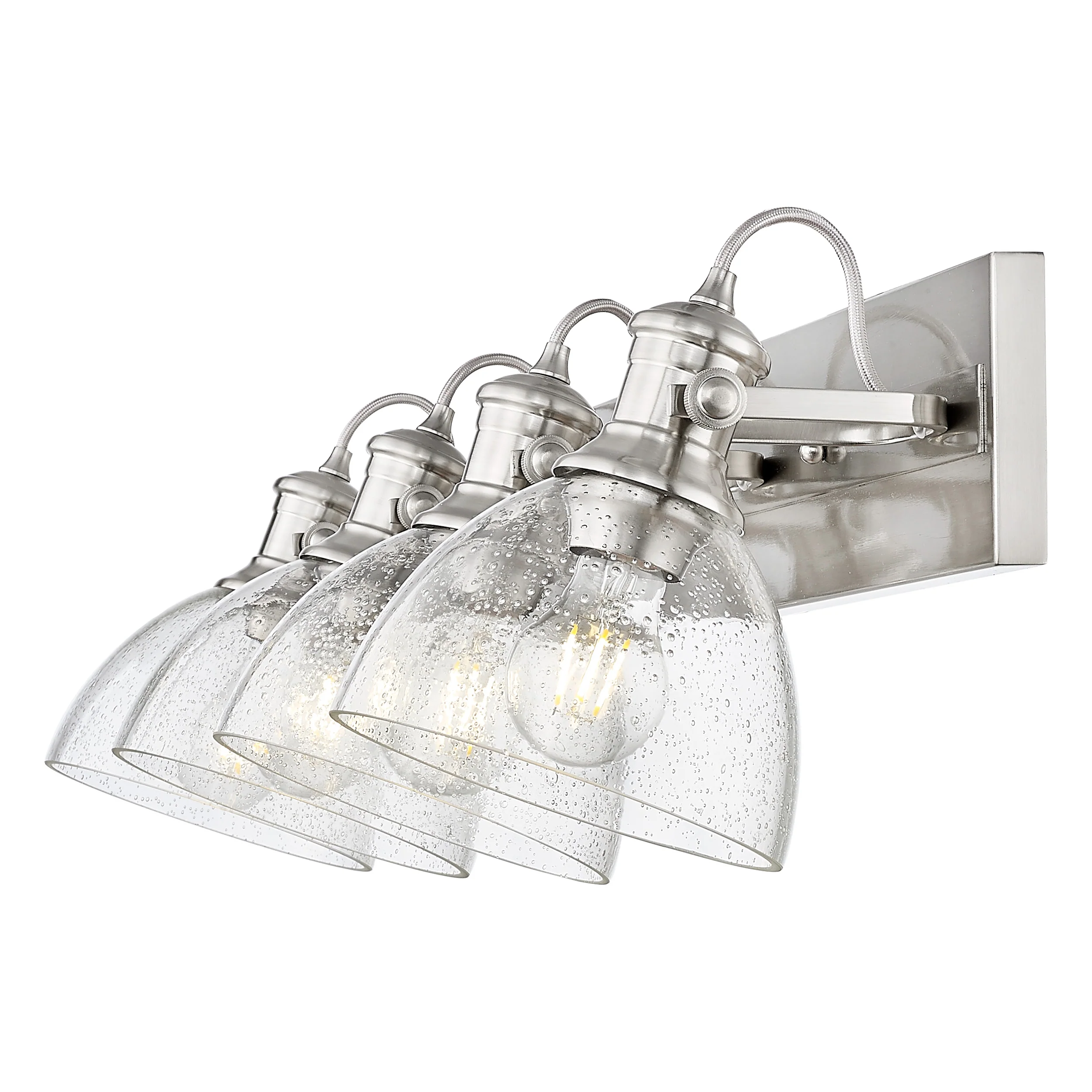 Hines 4-light Vanity in Pewter and Seeded Glass - Image 3