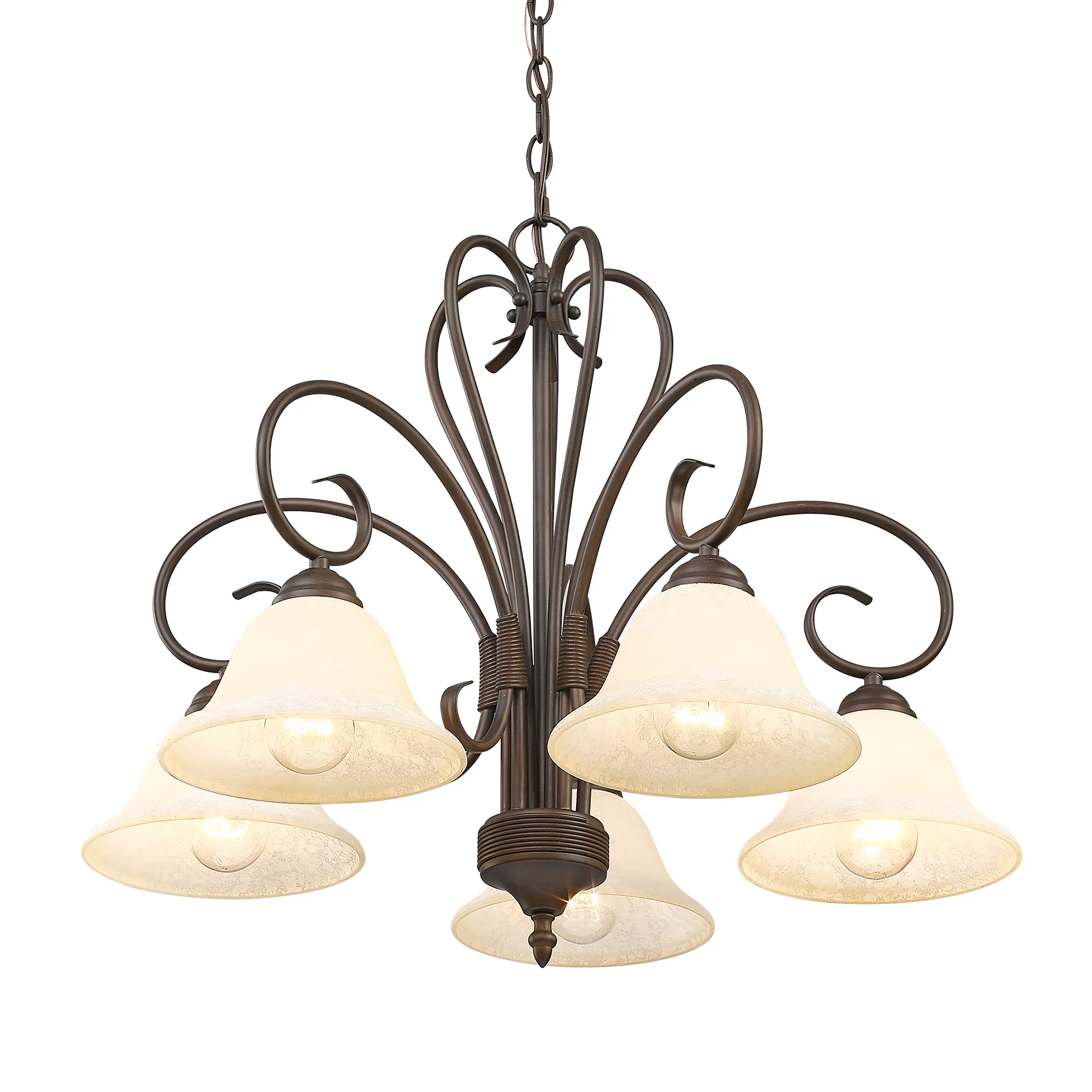 Homestead 5-light Chandelier in Rubbed Bronze and Tea Stone Glass - Image 2