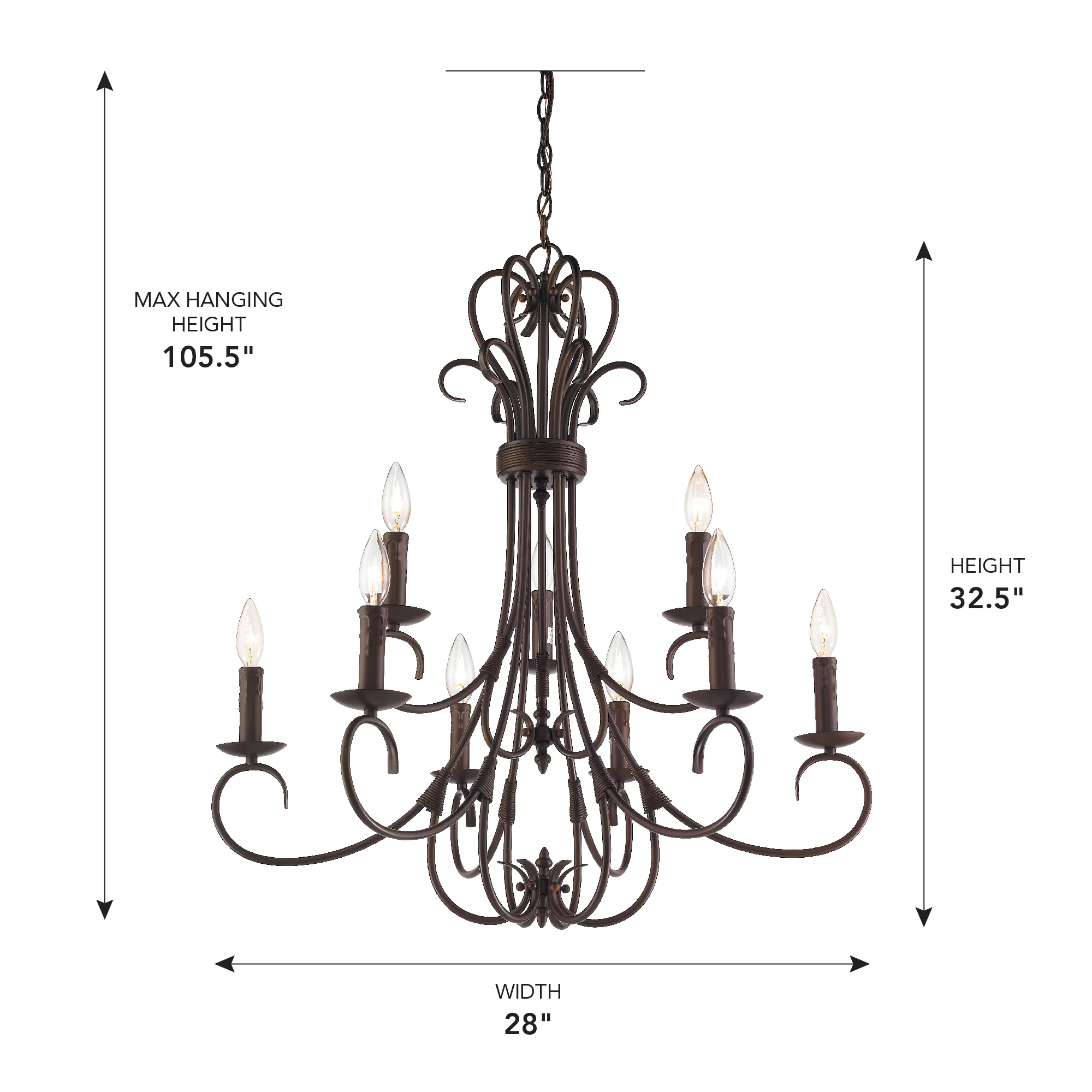 Homestead 9-light Chandelier in Rubbed Bronze - Image 6