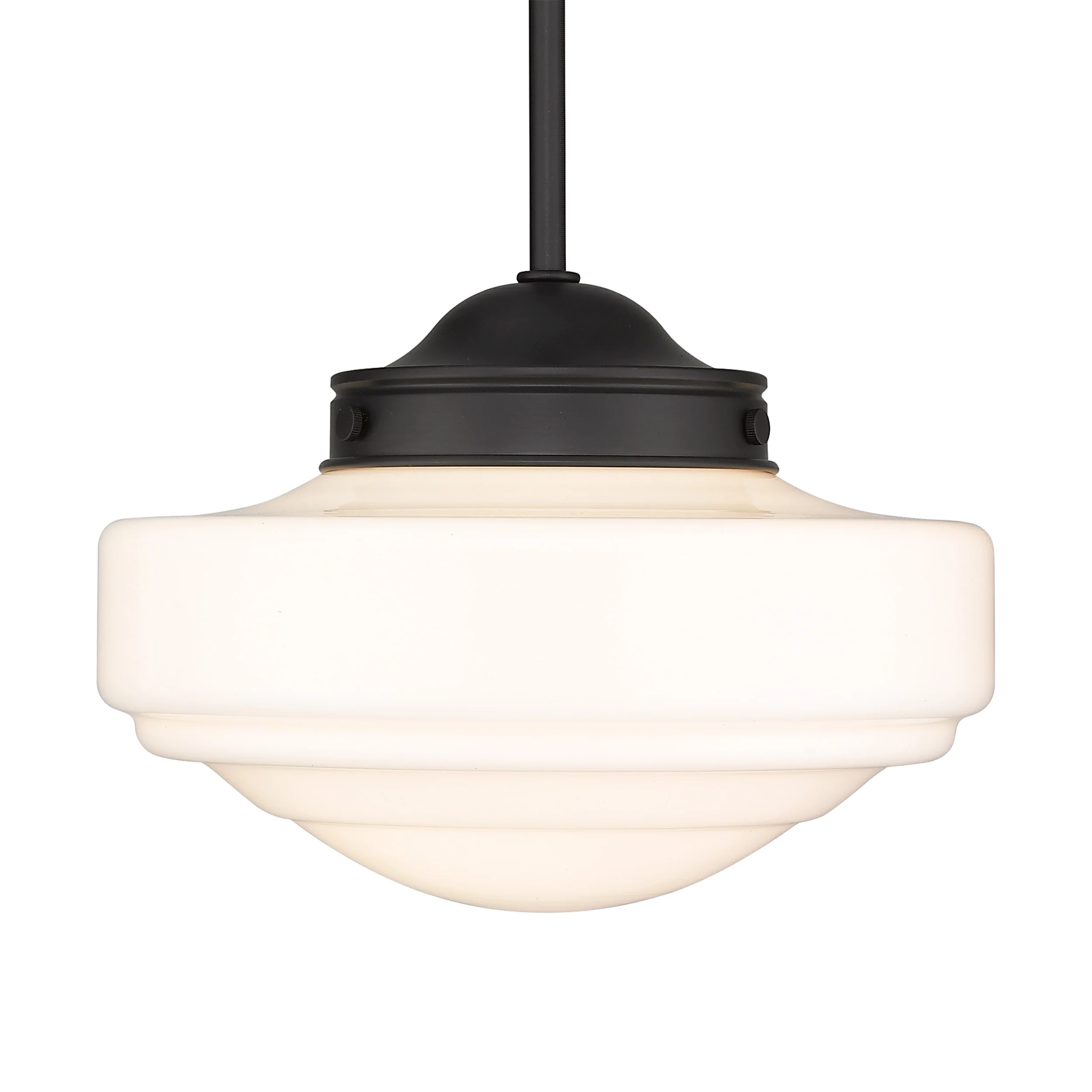 Ingalls 1-light 12in Pendant in Matte Black and Vintage Milk Glass