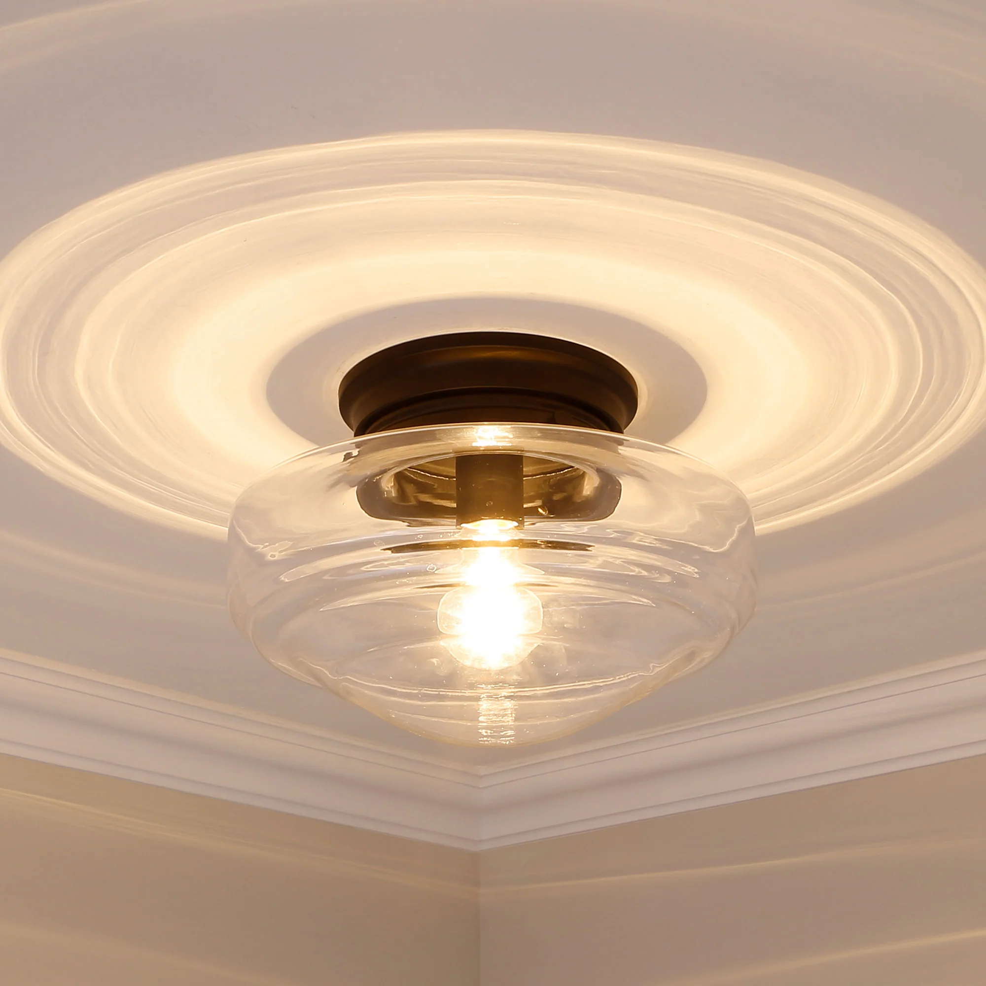 Ingalls 1-light 12in Semi-Flush Mount in Matte Black and Clear Glass - Image 3