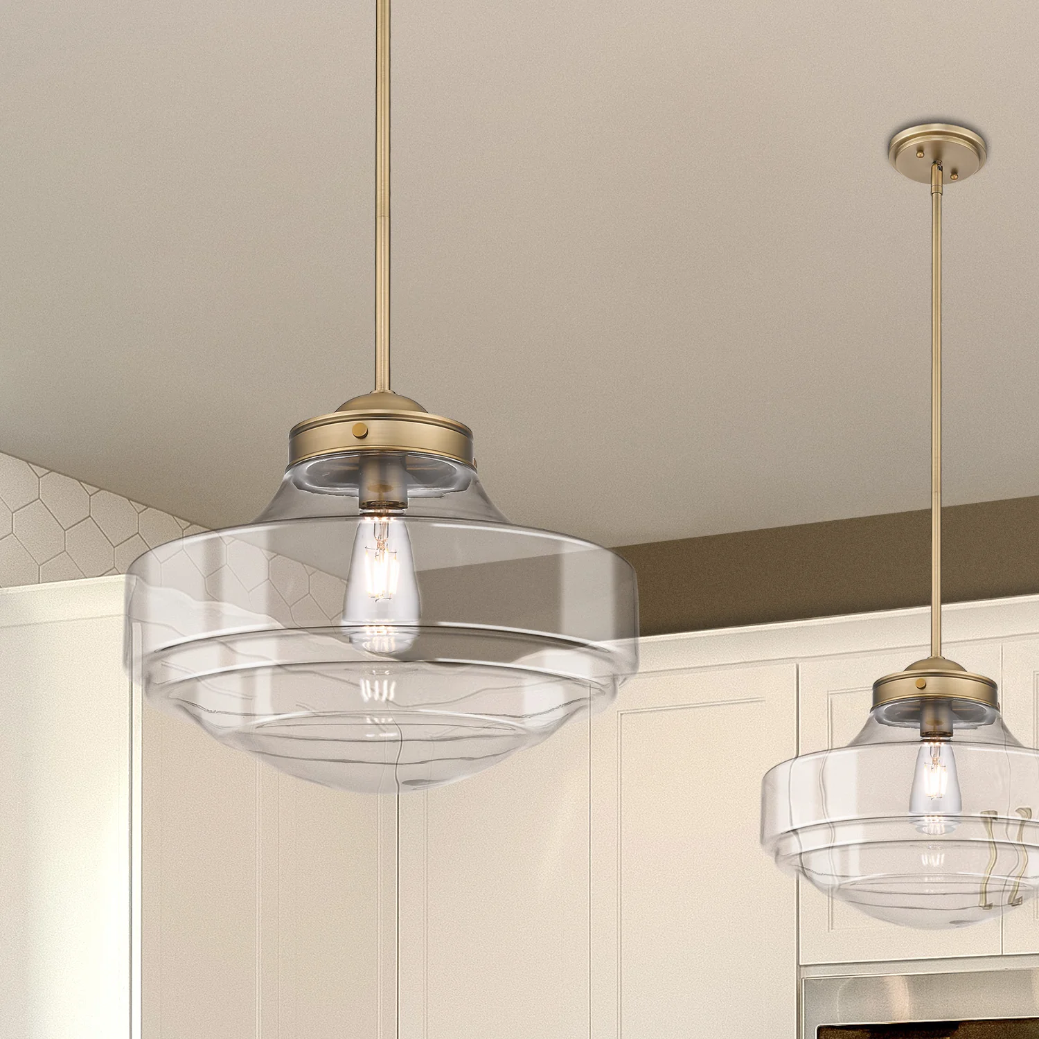 Ingalls 1-light 16in Pendant in Modern Brass and Clear Glass - Image 4
