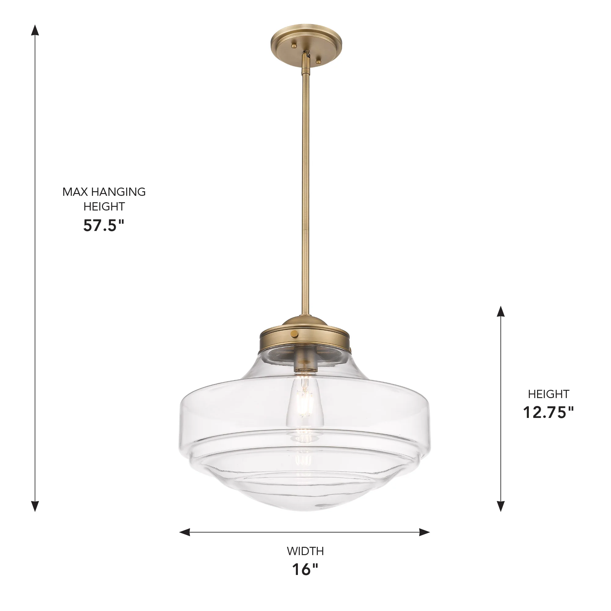 Ingalls 1-light 16in Pendant in Modern Brass and Clear Glass - Image 5