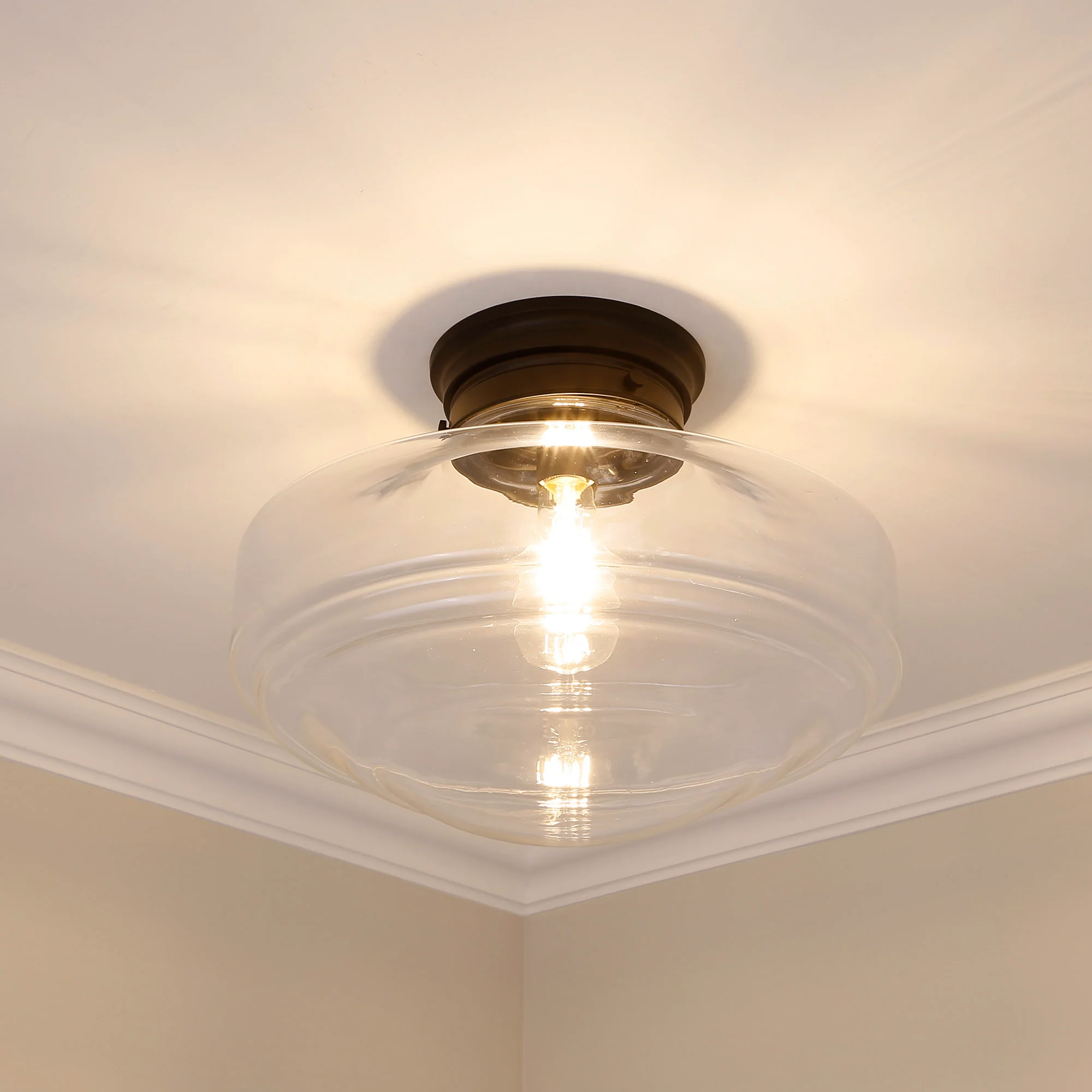 Ingalls 1-light 16in Semi-Flush Mount in Matte Black and Clear Glass - Image 3