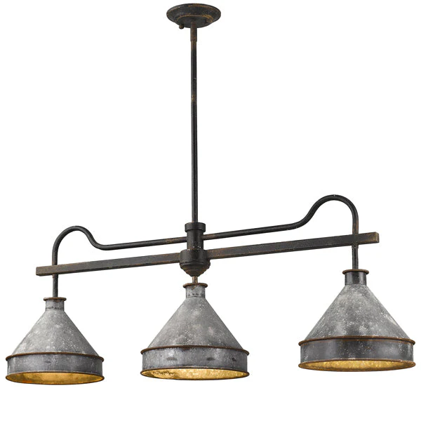 Jasper 3-light Island Light in Antique Black Iron