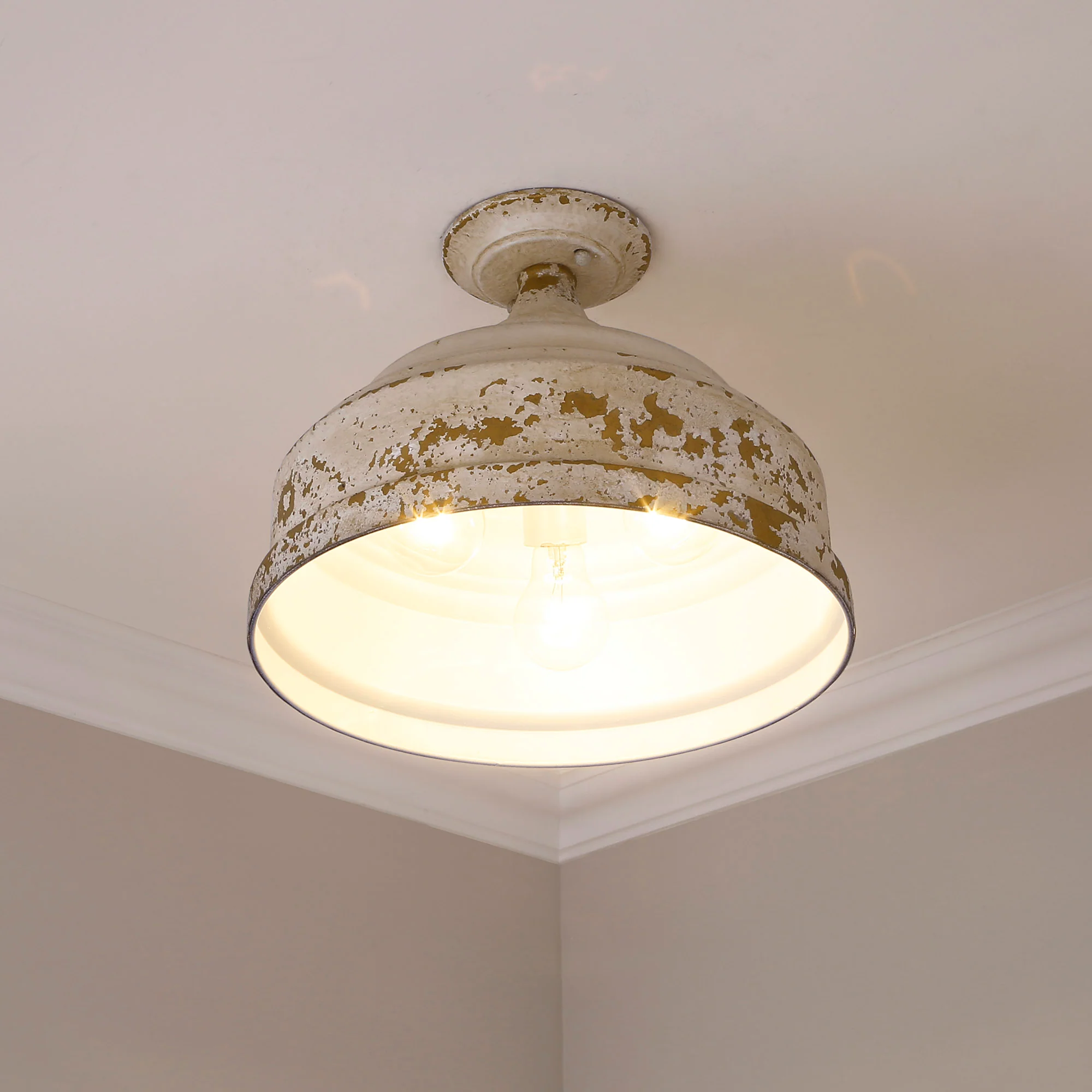 Keating 3-light Semi-Flush Mount in Antique Ivory - Image 4