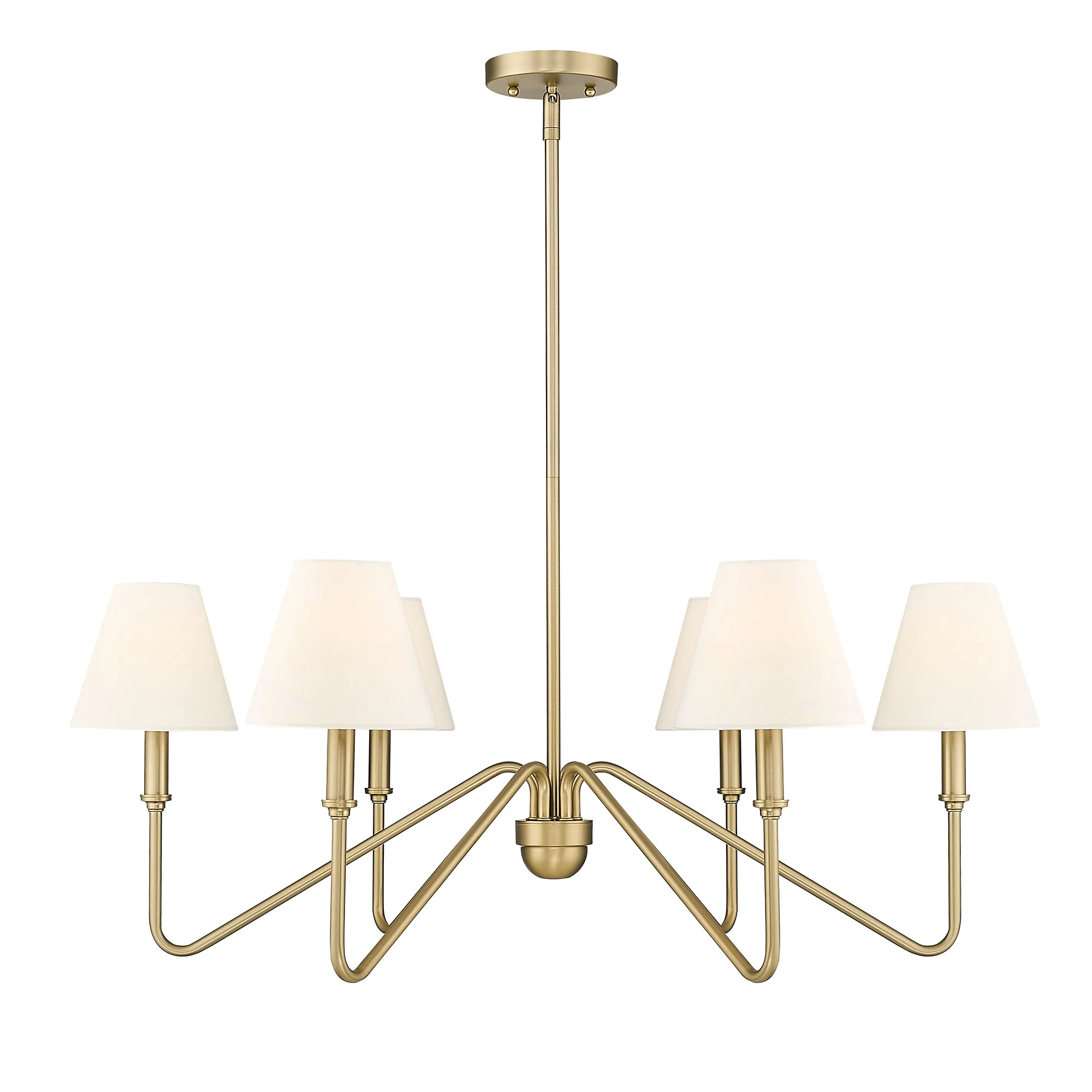 Kennedy 6-light Chandelier in Brushed Champagne Brass and Ivory Linen shade - Image 2