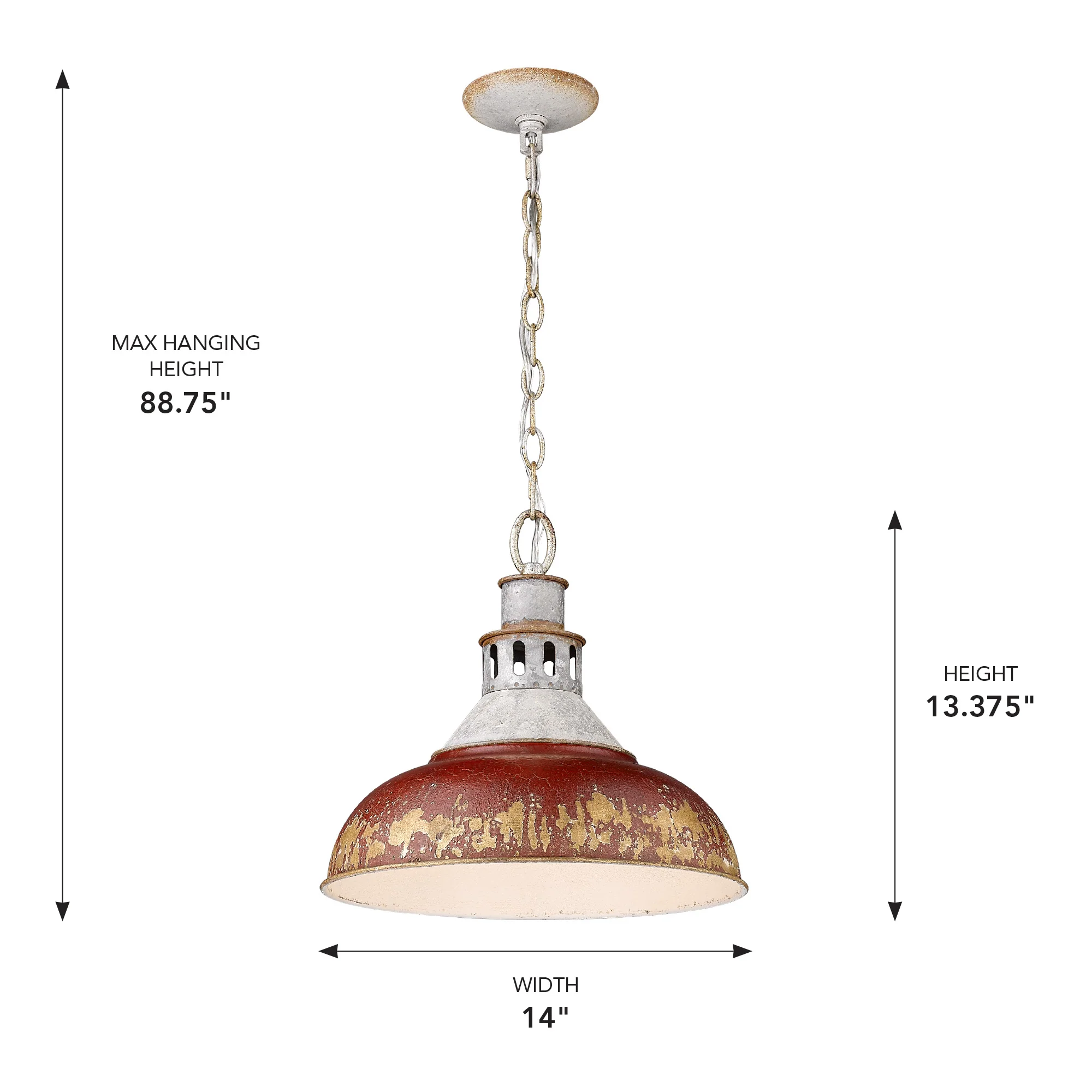 Kinsley 1-light Pendant in Antique Red shade - Image 4