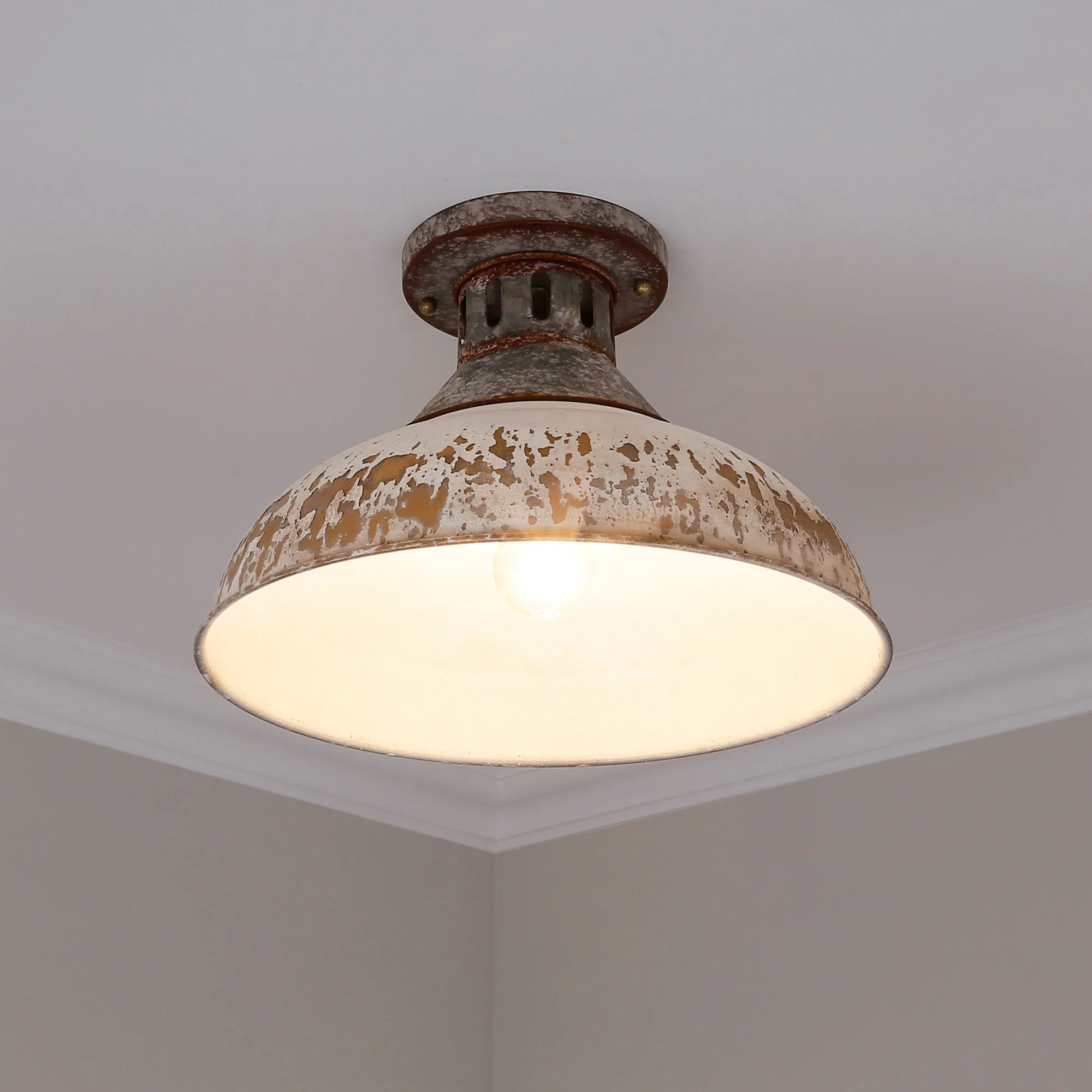 Kinsley 1-light Semi-Flush Mount in Antique Ivory shade - Image 3