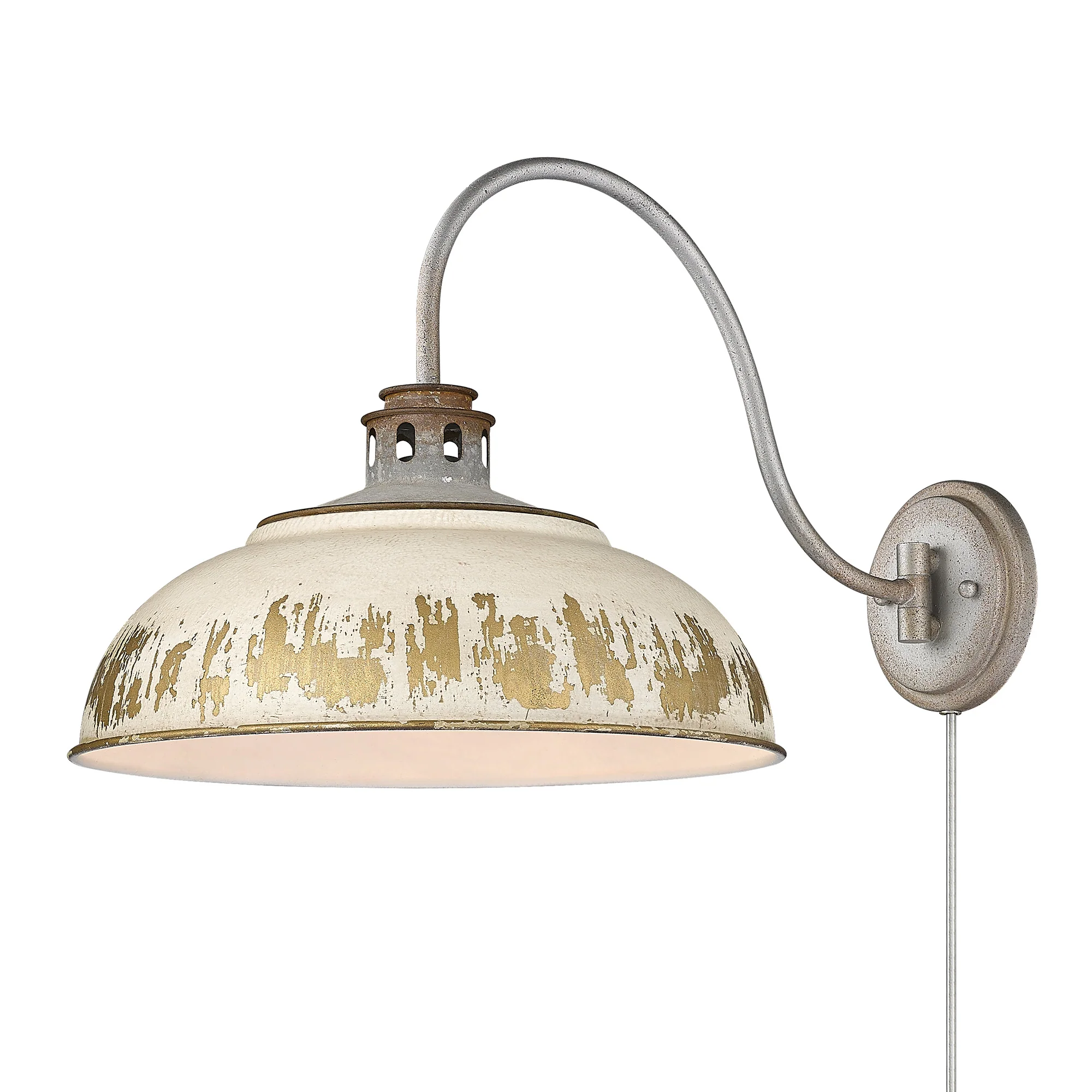 Kinsley 1-light Swing Arm Wall Lamp in Antique Ivory shade