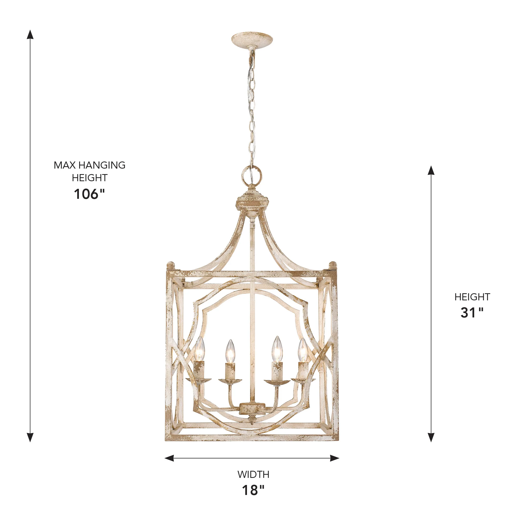 Laurent 4-light Pendant in Antique Ivory - Image 5