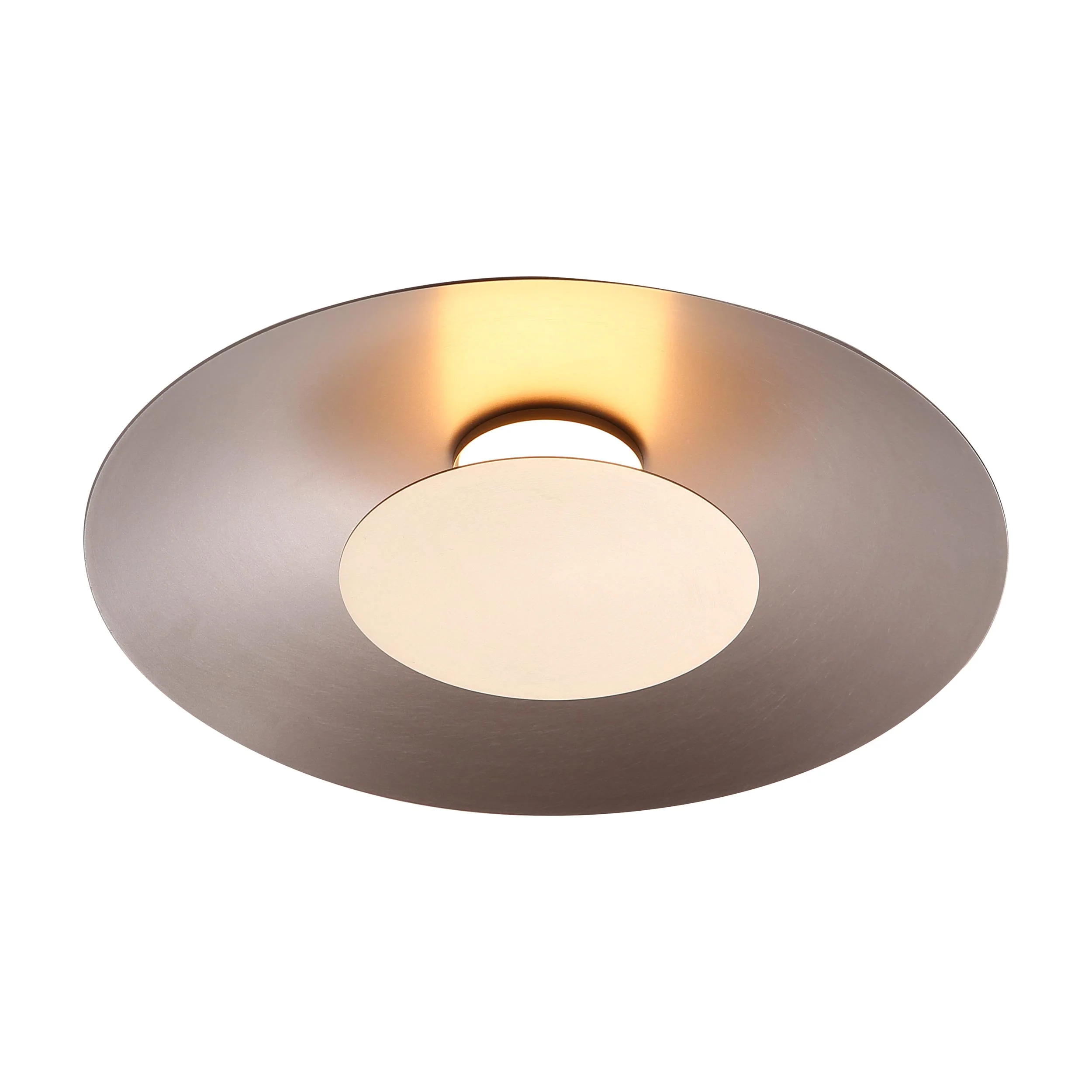 Luma Integrated LED Flush Mount in Coffee Silver and French Gold shade