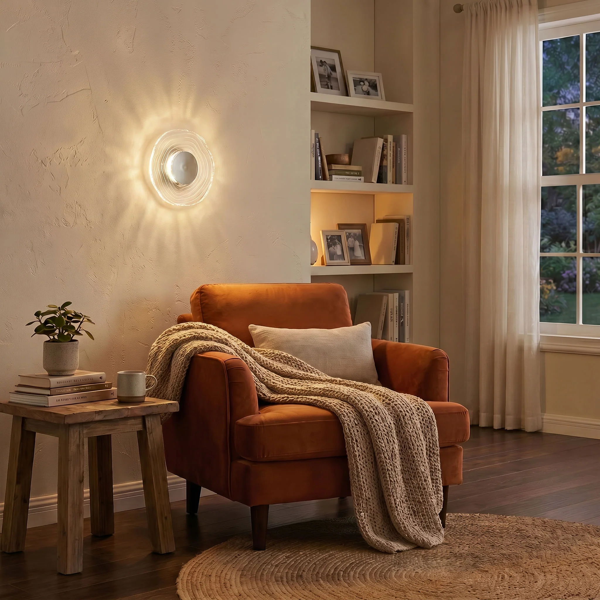 Luminwood Integrated LED 12in Wall Sconce in Polished Nickel with Wood-Pressed Clear Resin - Image 11