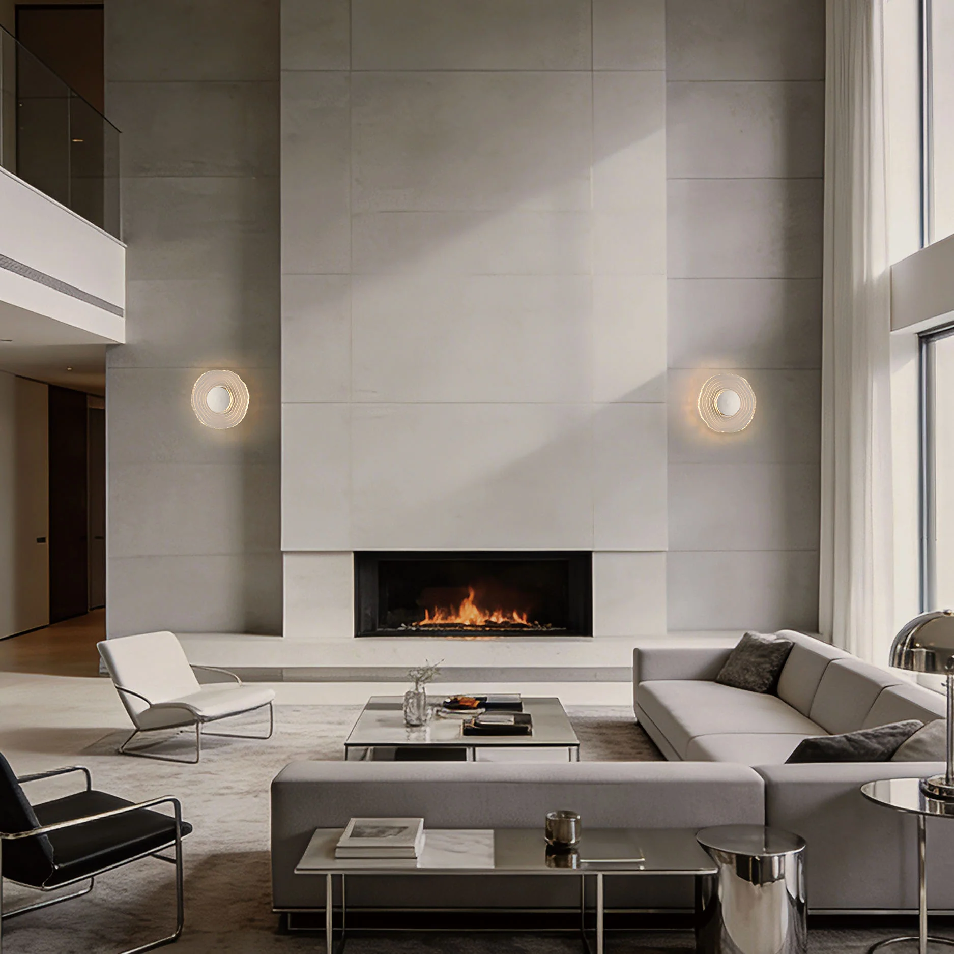 Luminwood Integrated LED 12in Wall Sconce in Polished Nickel with Wood-Pressed Clear Resin - Image 12