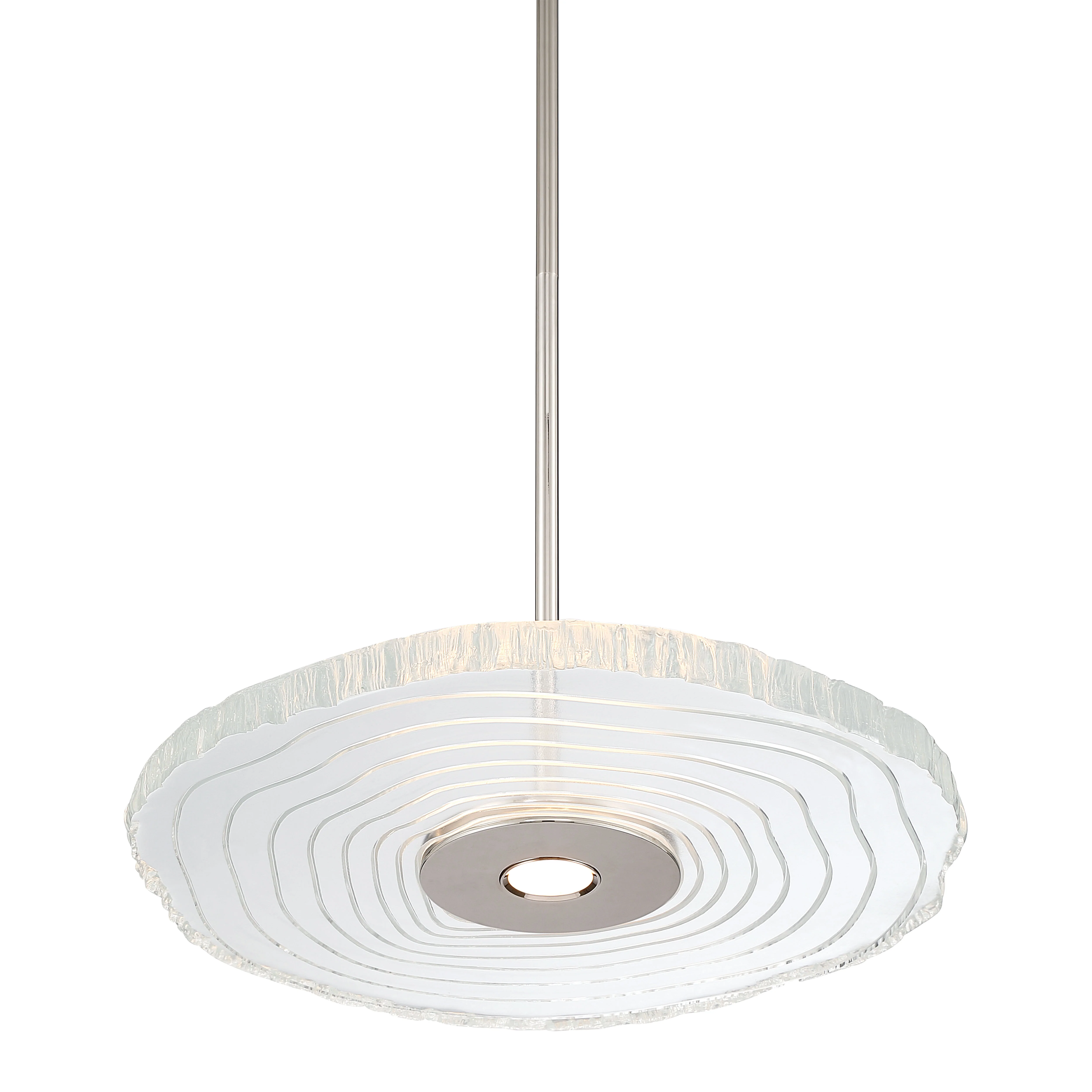 Luminwood Integrated LED 16in Pendant in Polished Nickel with Wood-Pressed Clear Resin