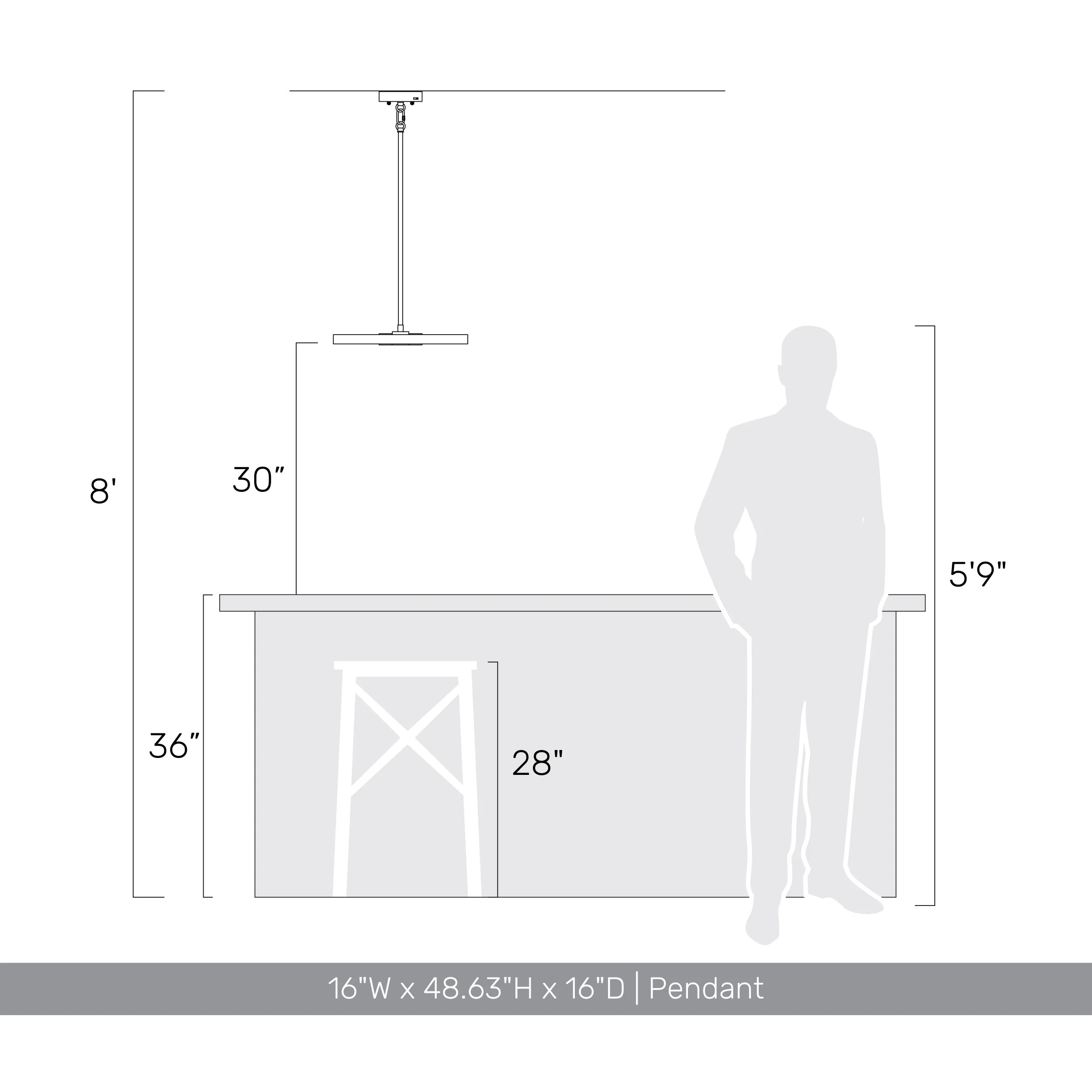 Luminwood Integrated LED 16in Pendant in Polished Nickel with Wood-Pressed Clear Resin - Image 11