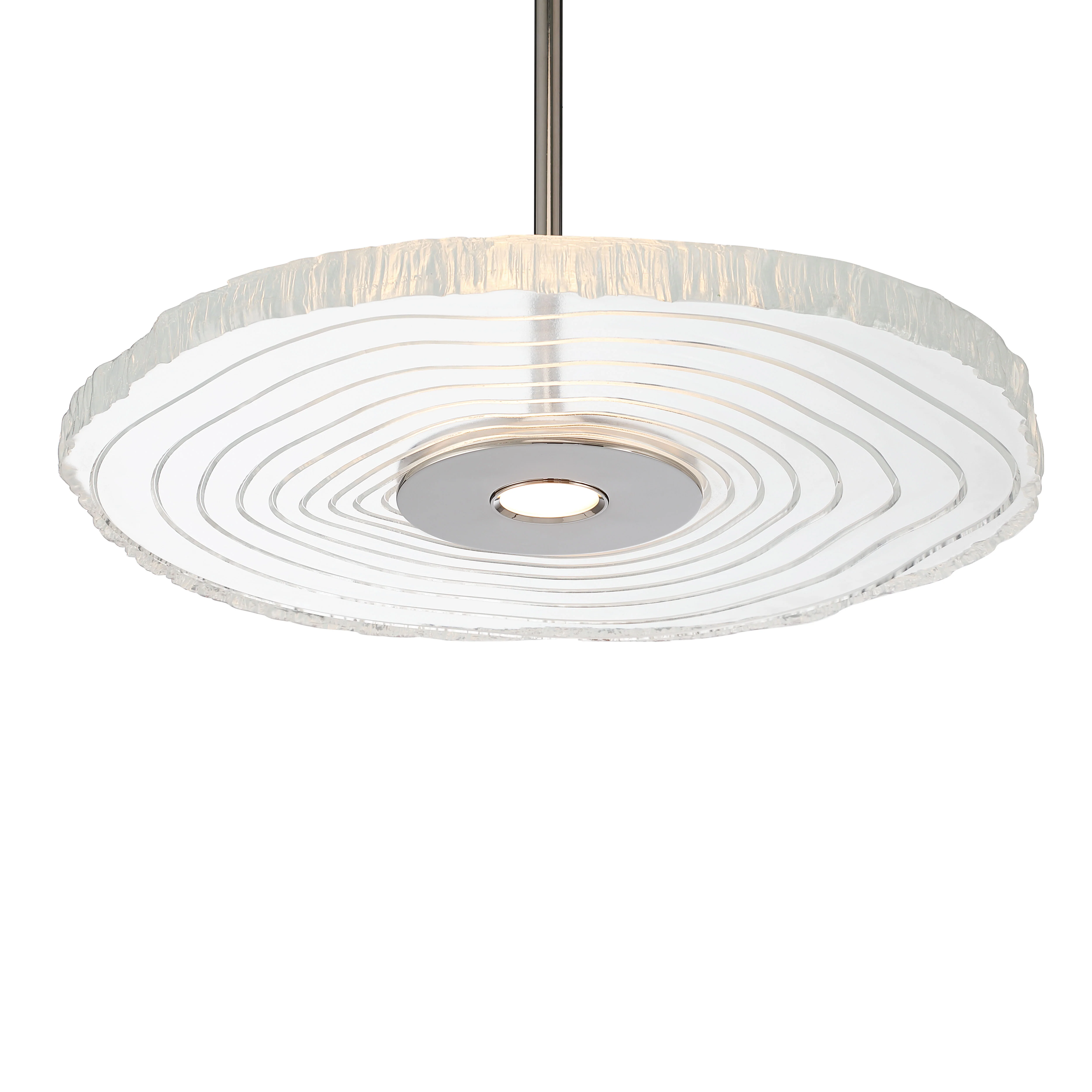 Luminwood Integrated LED 16in Pendant in Polished Nickel with Wood-Pressed Clear Resin - Image 4