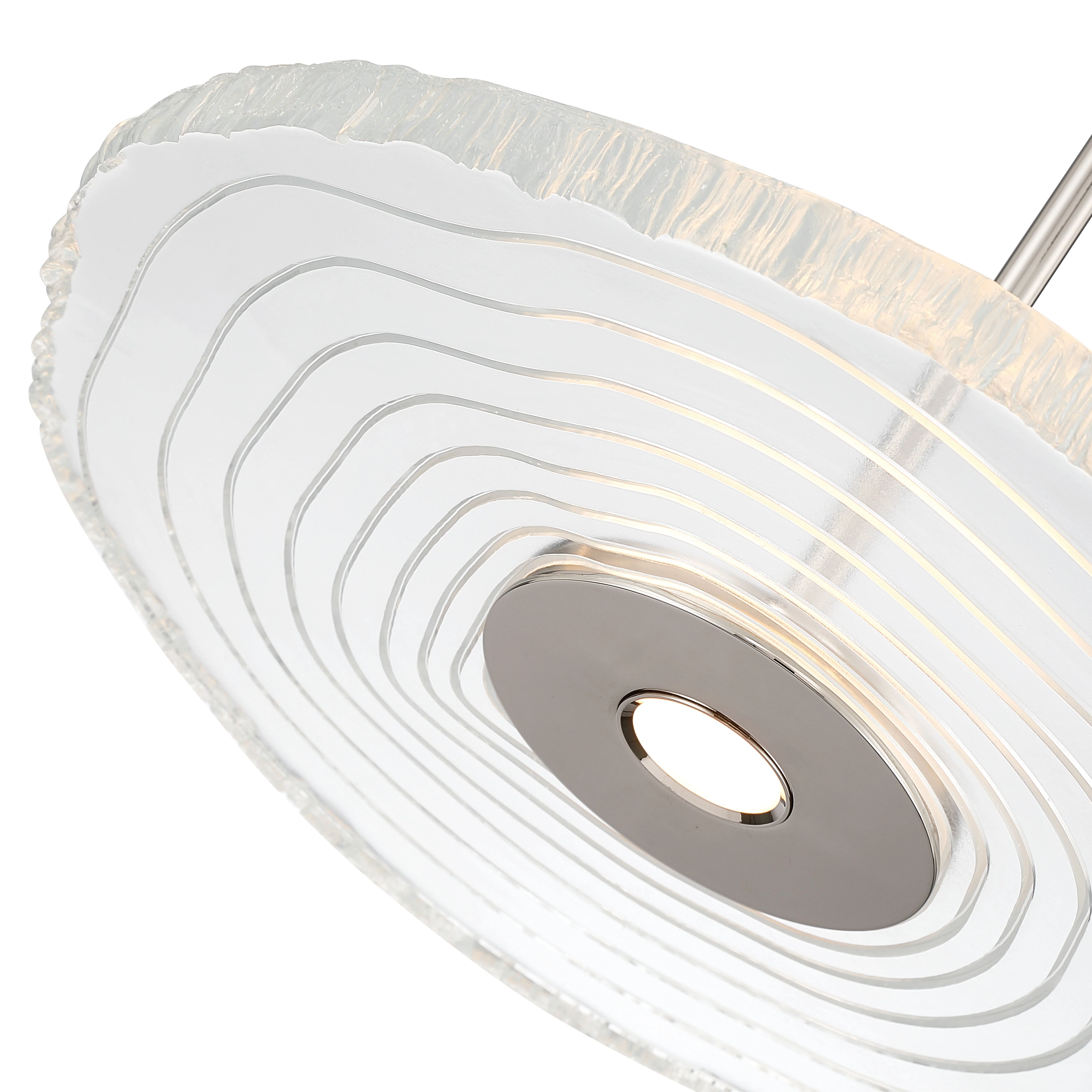 Luminwood Integrated LED 16in Pendant in Polished Nickel with Wood-Pressed Clear Resin - Image 7