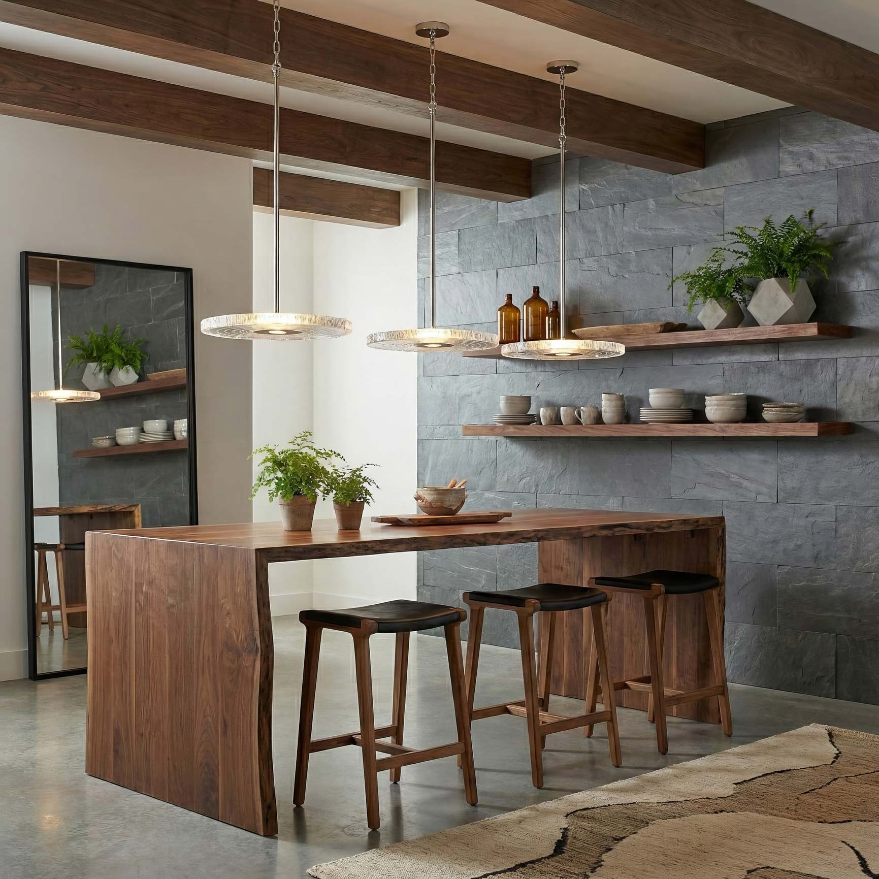 Luminwood Integrated LED 16in Pendant in Polished Nickel with Wood-Pressed Clear Resin - Image 9