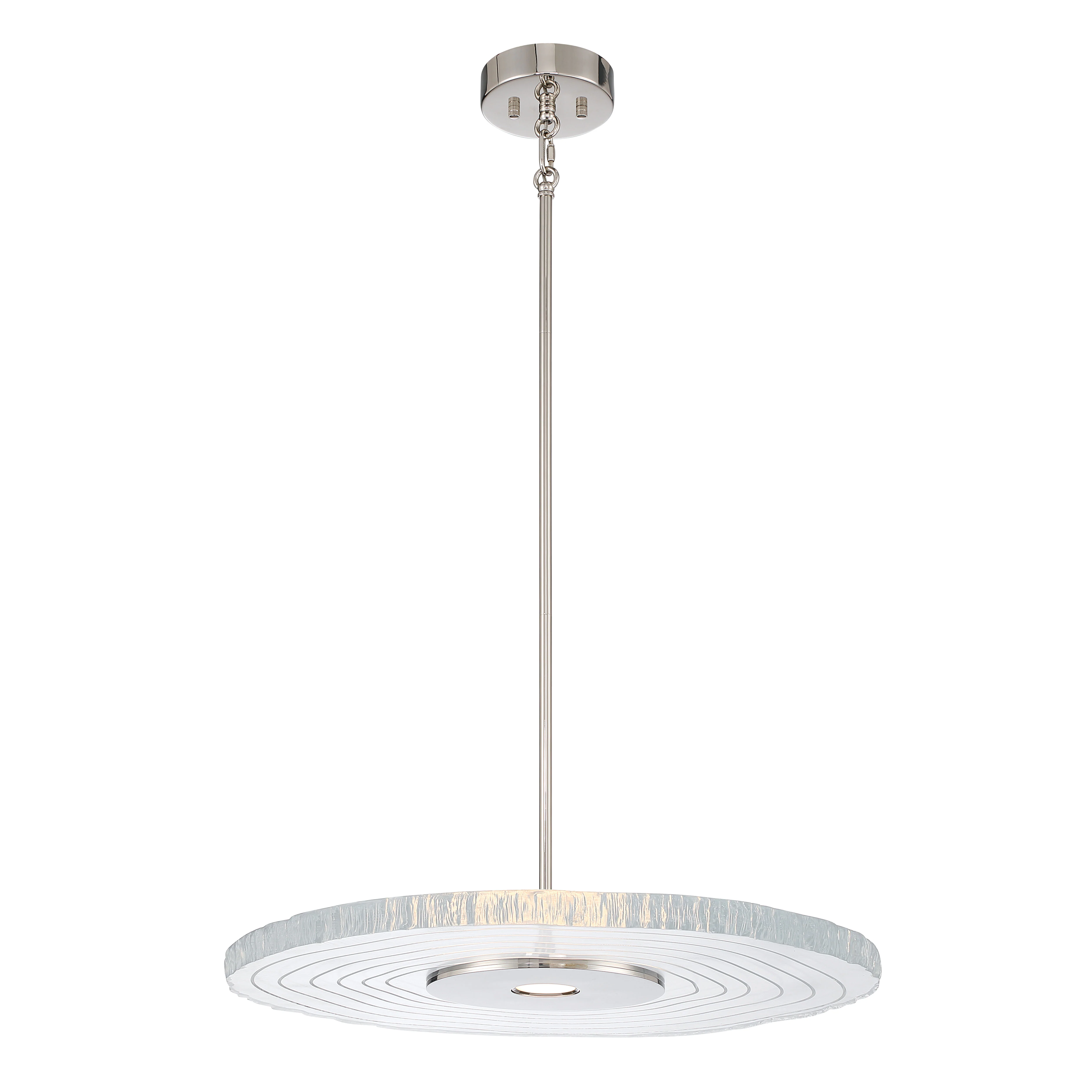 Luminwood Integrated LED 24n Pendant in Polished Nickel with Wood-Pressed Clear Resin - Image 2