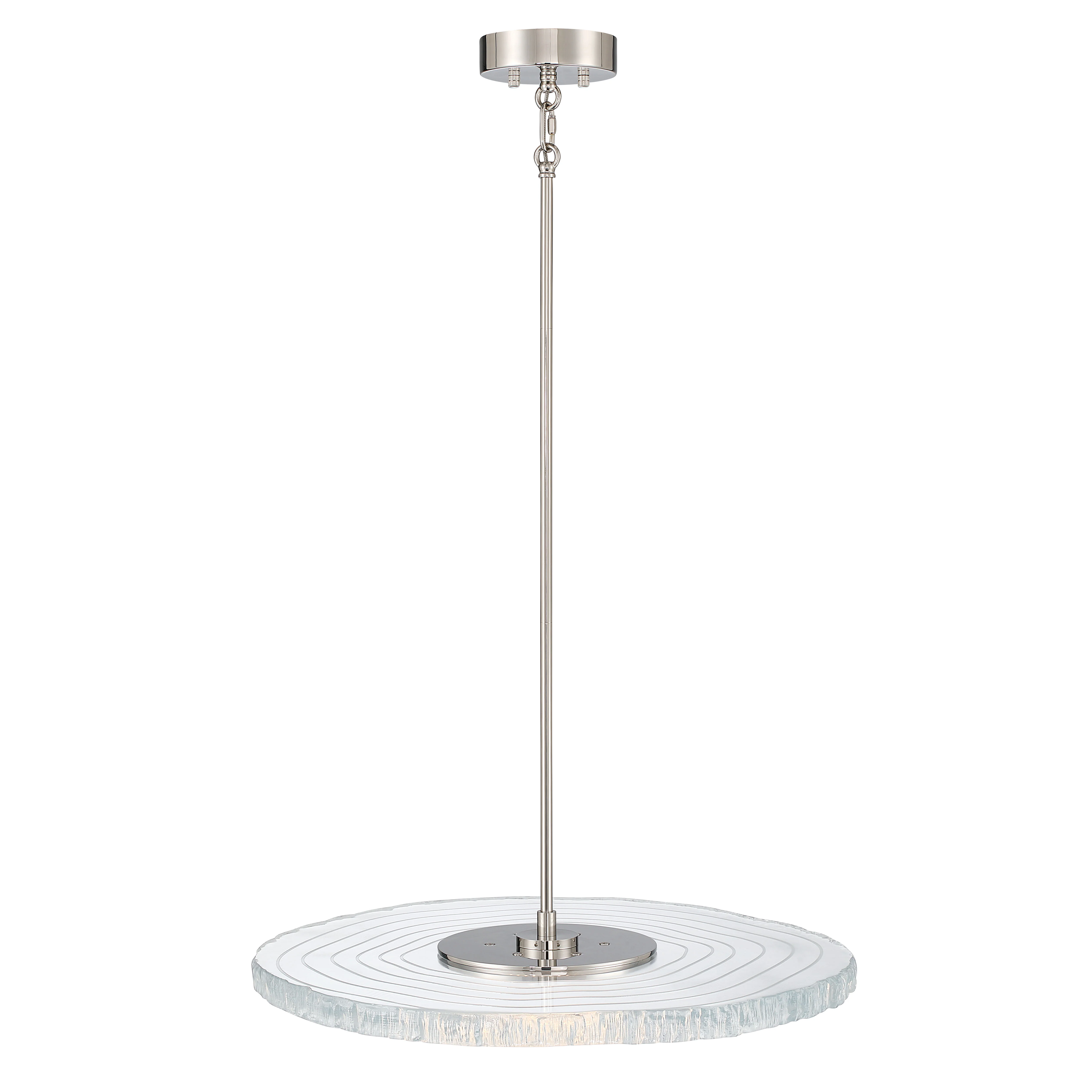 Luminwood Integrated LED 24n Pendant in Polished Nickel with Wood-Pressed Clear Resin - Image 4