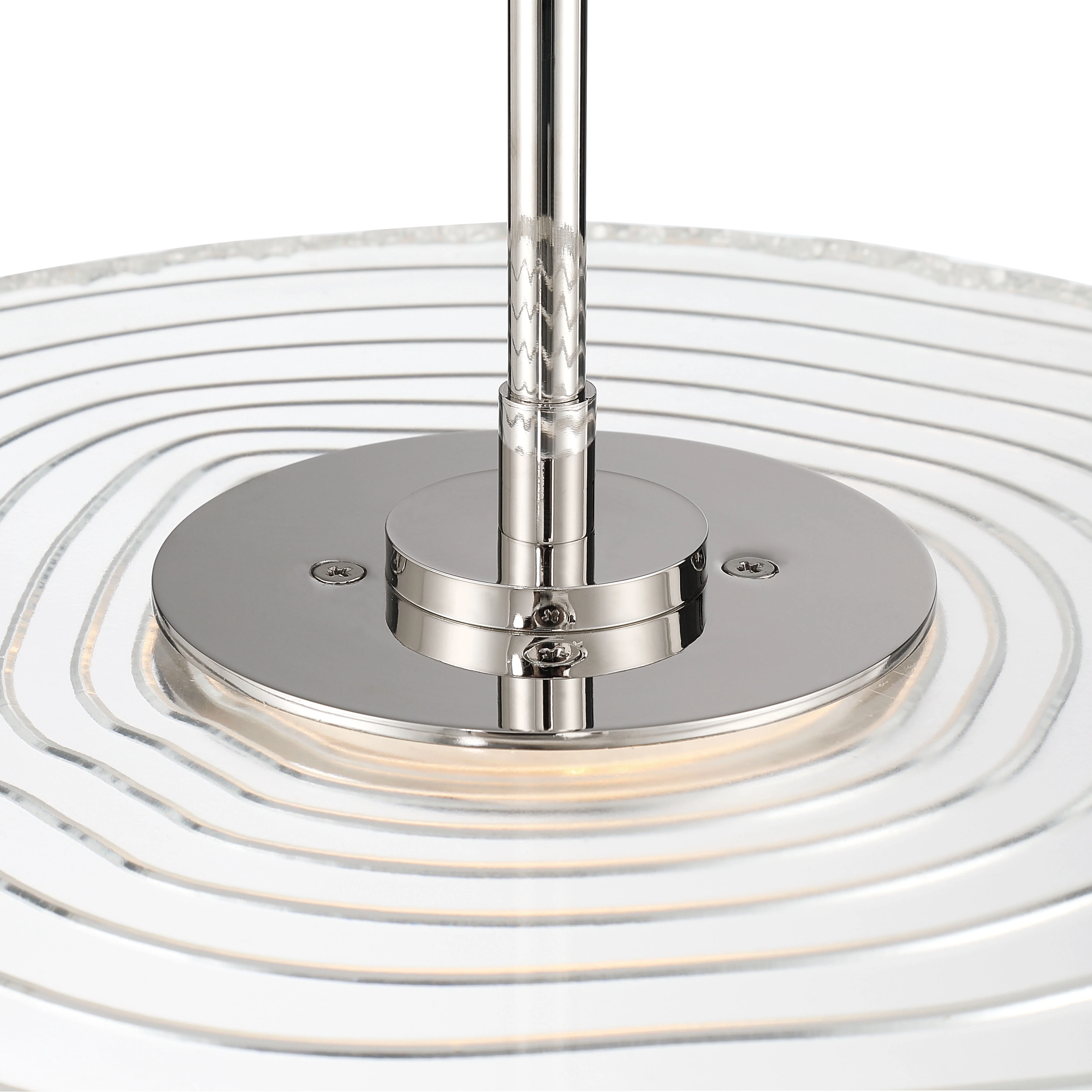 Luminwood Integrated LED 24n Pendant in Polished Nickel with Wood-Pressed Clear Resin - Image 5