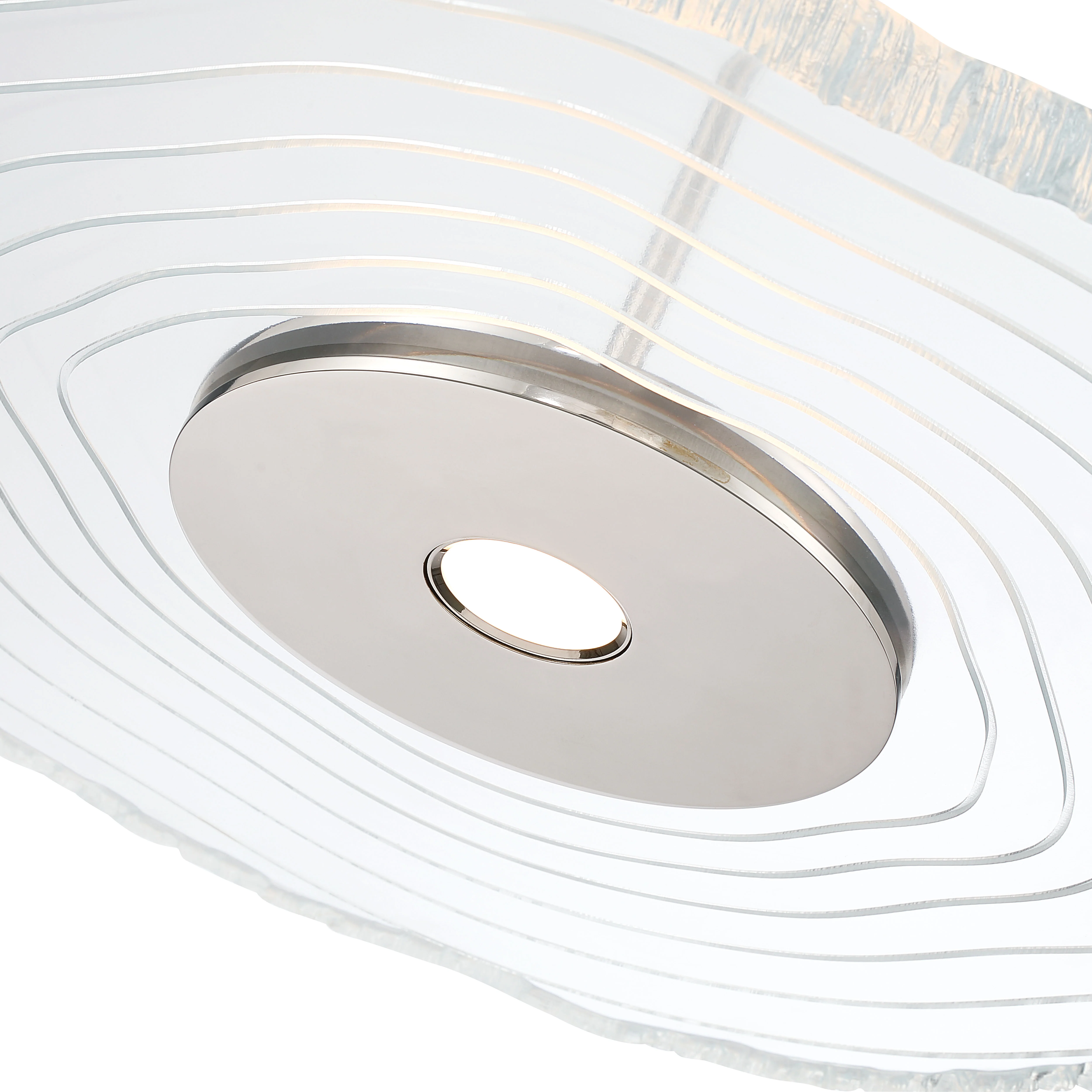 Luminwood Integrated LED 24n Pendant in Polished Nickel with Wood-Pressed Clear Resin - Image 6