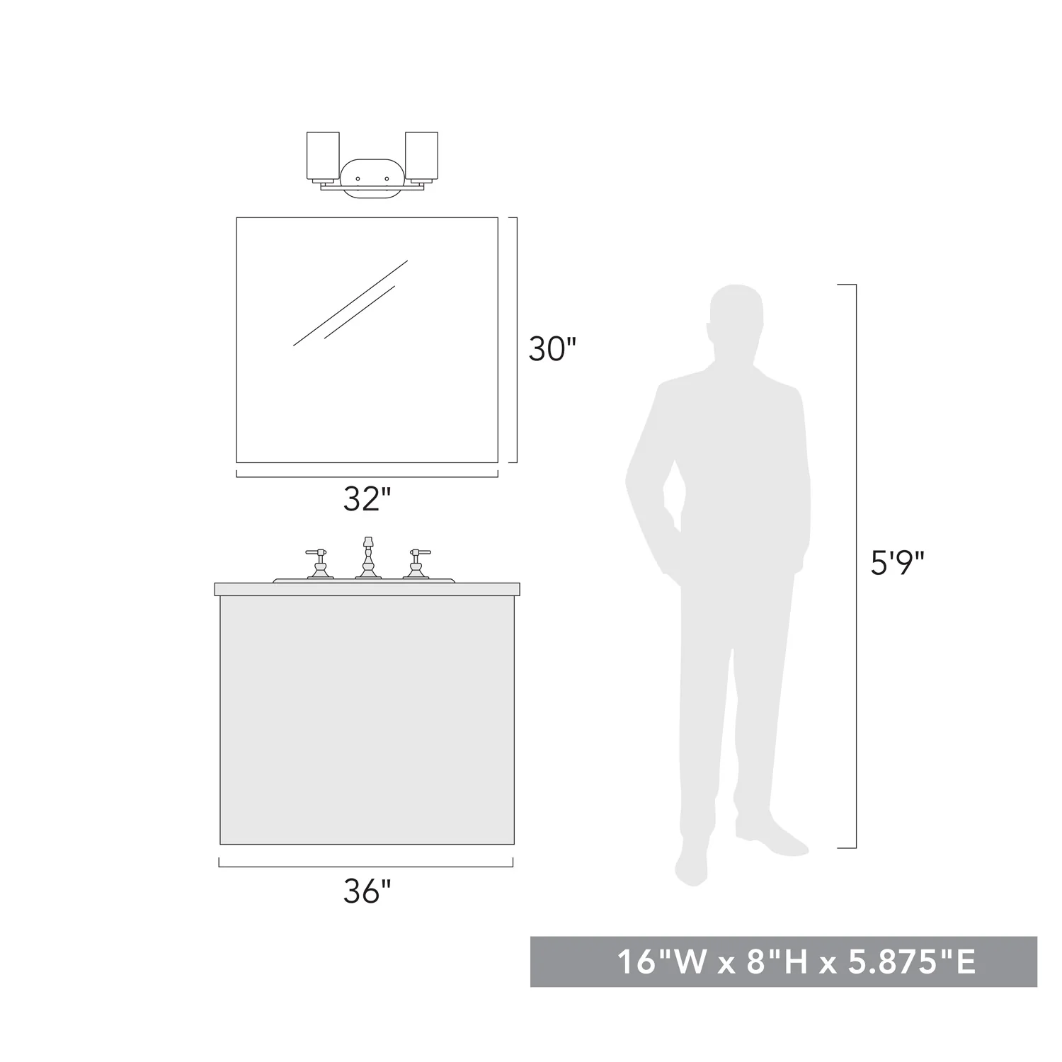 Manhattan 2-light Vanity in Matte Black - Image 5
