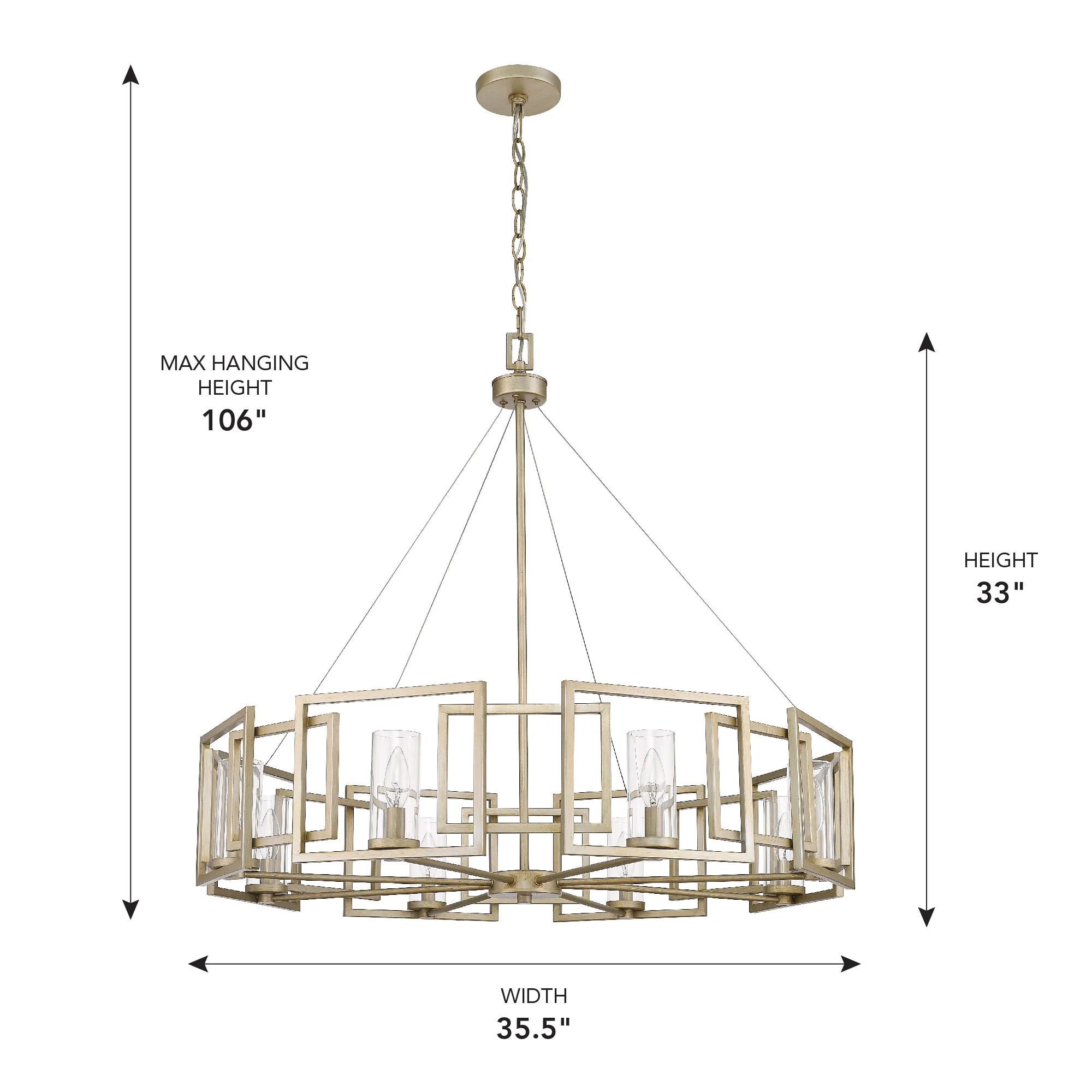Marco 8-light Chandelier in White Gold - Image 5